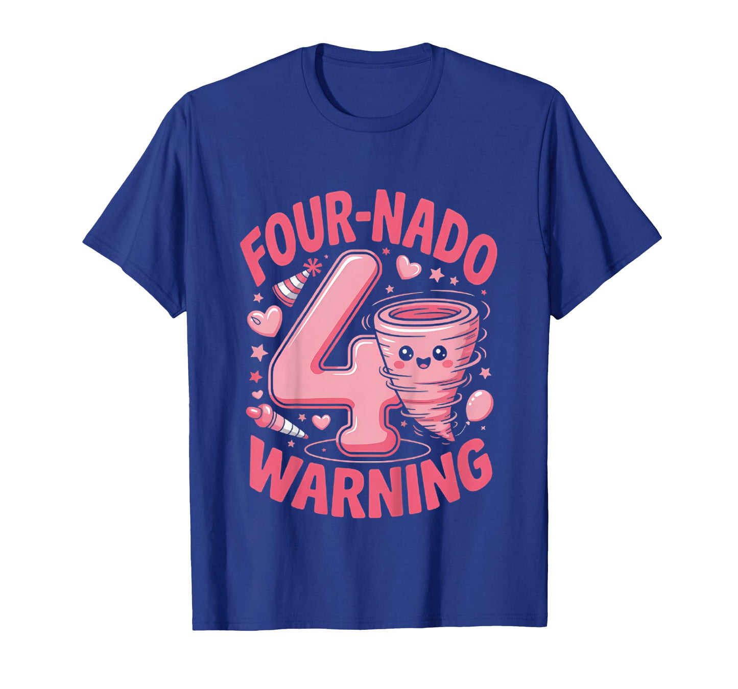 Kids Four-Nado Warning 4th Birthday Girl Tornado Birthday T-Shirt