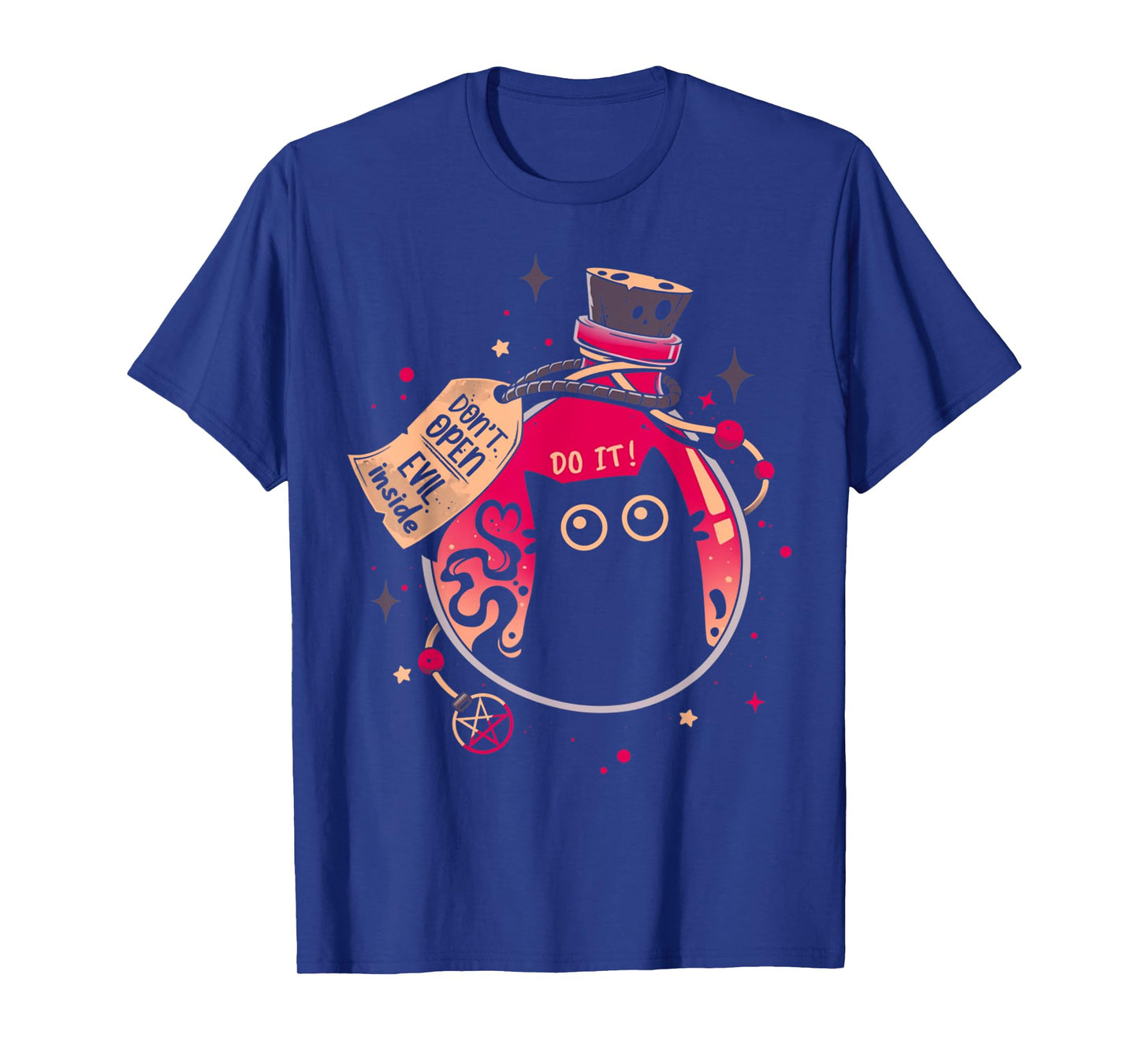 Don't Open Evil Inside Funny Cat Lover Men Women Kids T-Shirt