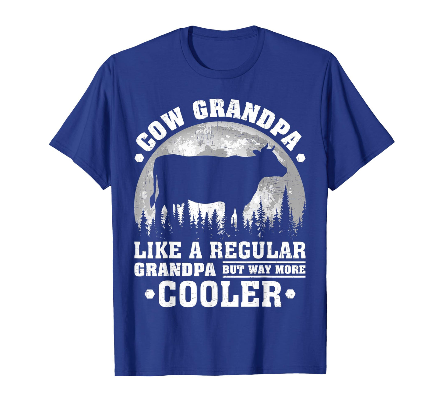 Mens Cow Grandpa Funny Moon Vintage Cow Father's Day T-Shirt