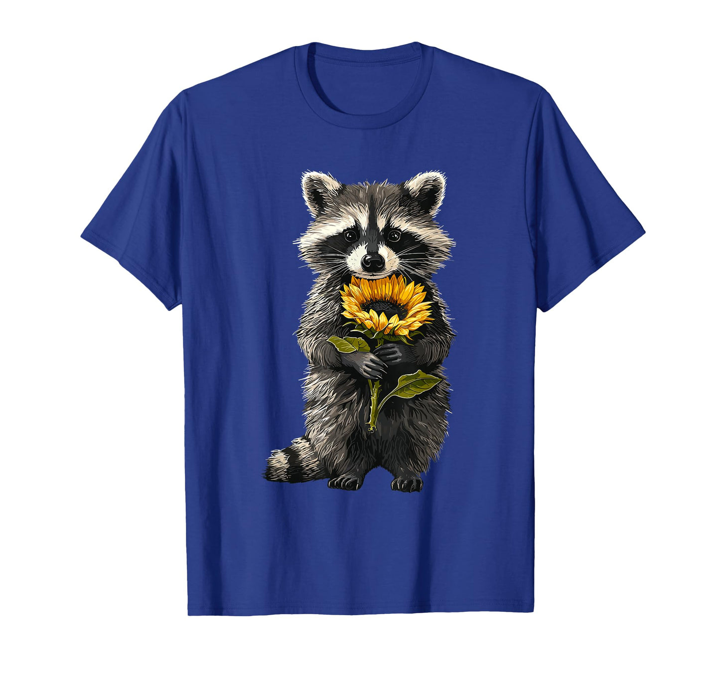 Raccoon Holding Sunflower Cute Flower Mothers Day T-Shirt