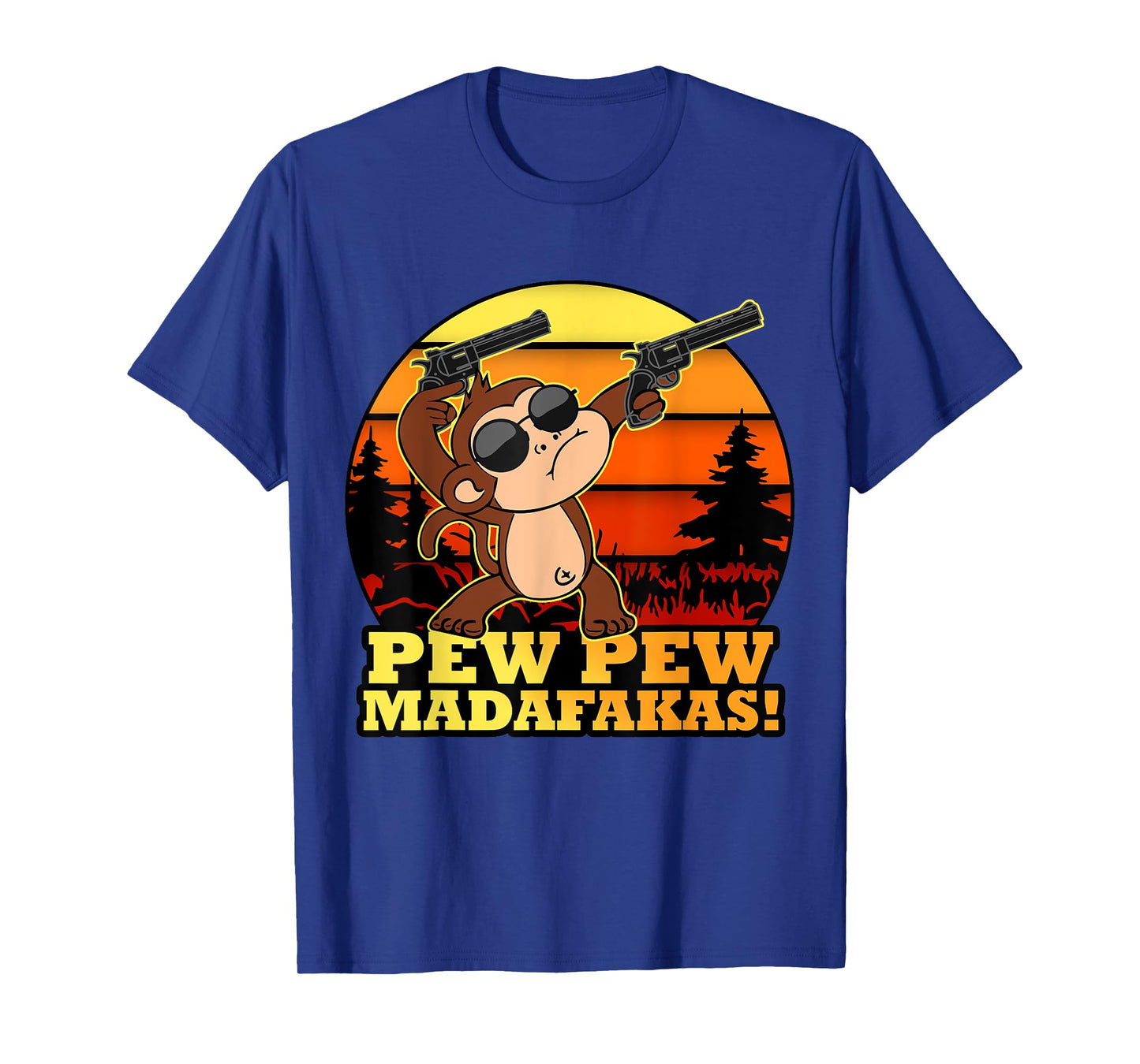 Crazy Monkey Pew Pew Madafakas Funny Vintage Monke T-Shirt