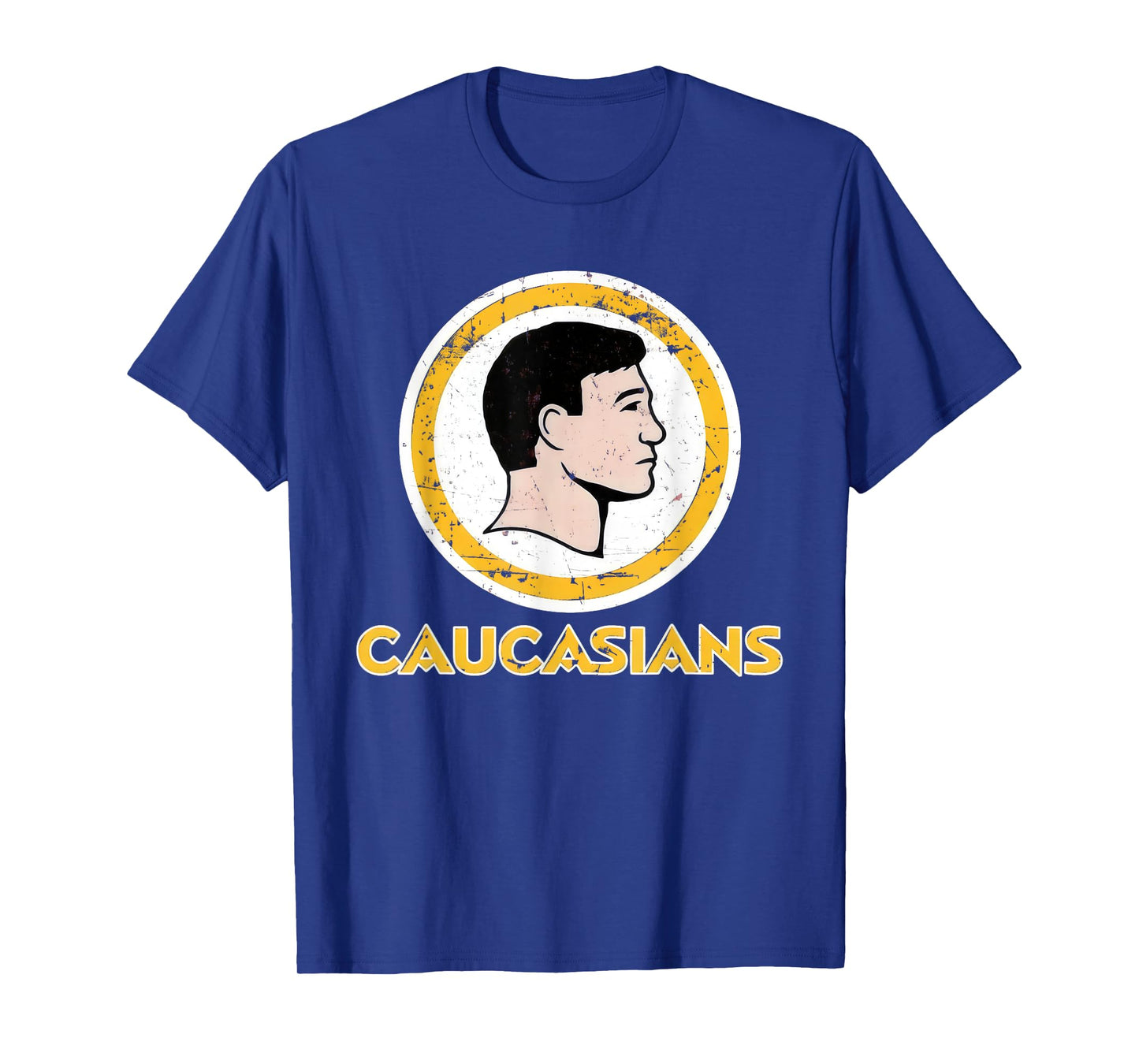 Caucasians Funny Retro Sports Logo Pun - Sarcastic Parody T-Shirt