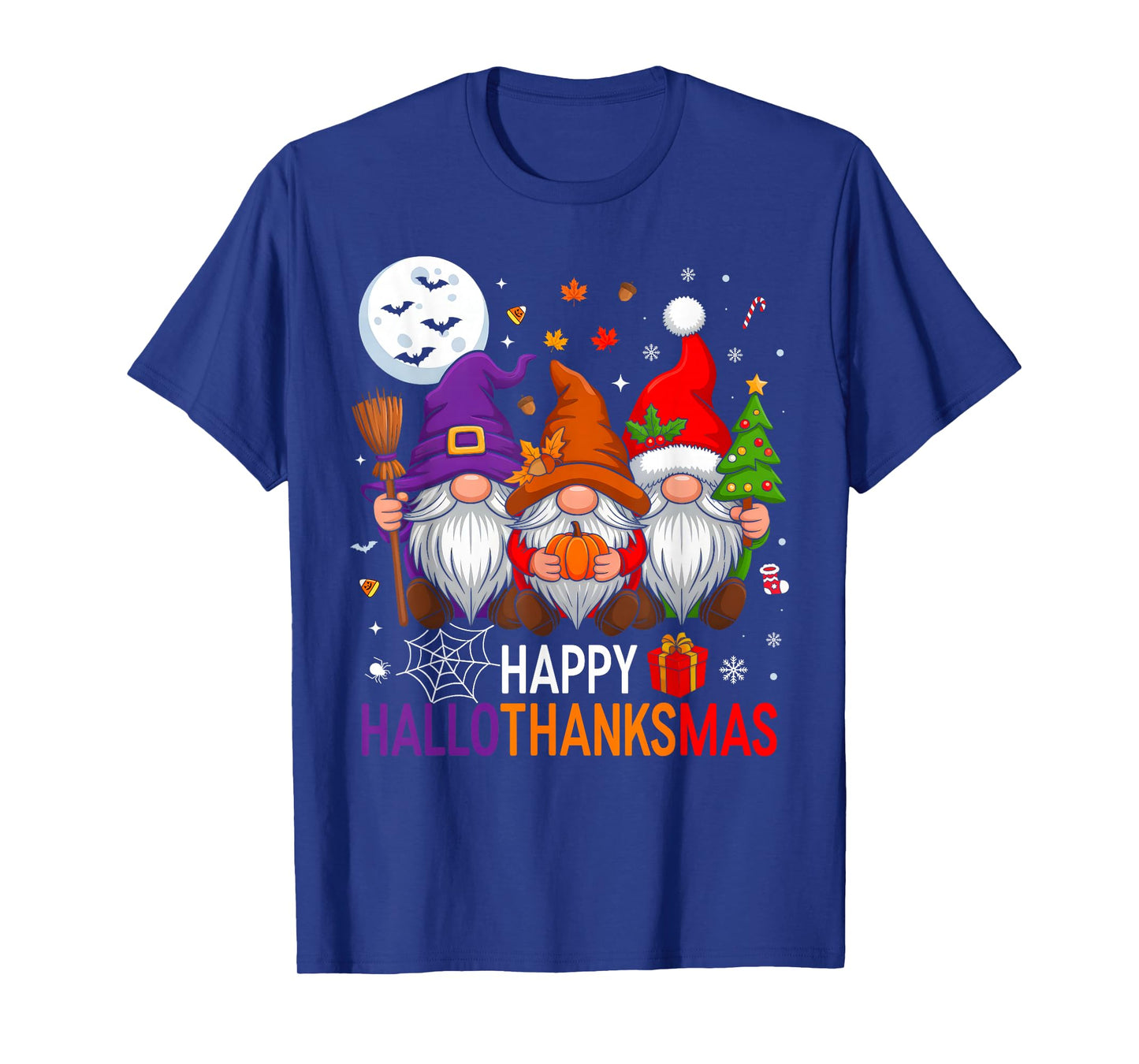 Gnomes Happy HalloThanksmas Funny Halloween Thanksgiving T-Shirt
