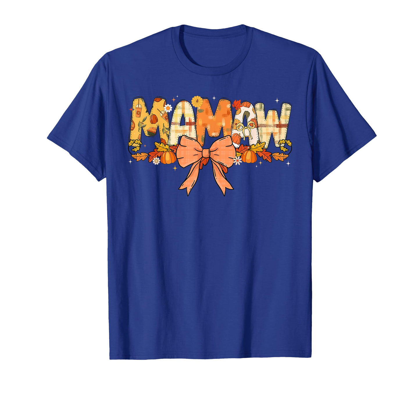 Mamaw Pumpkin Fall Coquette Bow Thanksgiving Mom Women T-Shirt