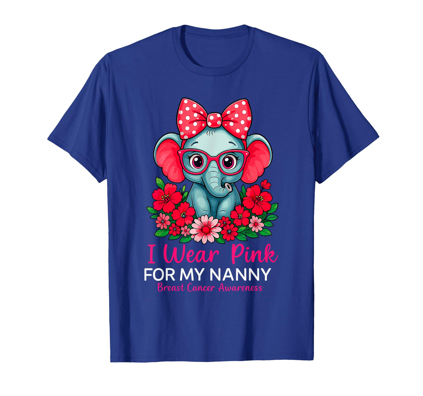 I Wear Pink For My Nanny Grandma Elephant Breast Cancer T-Shirt