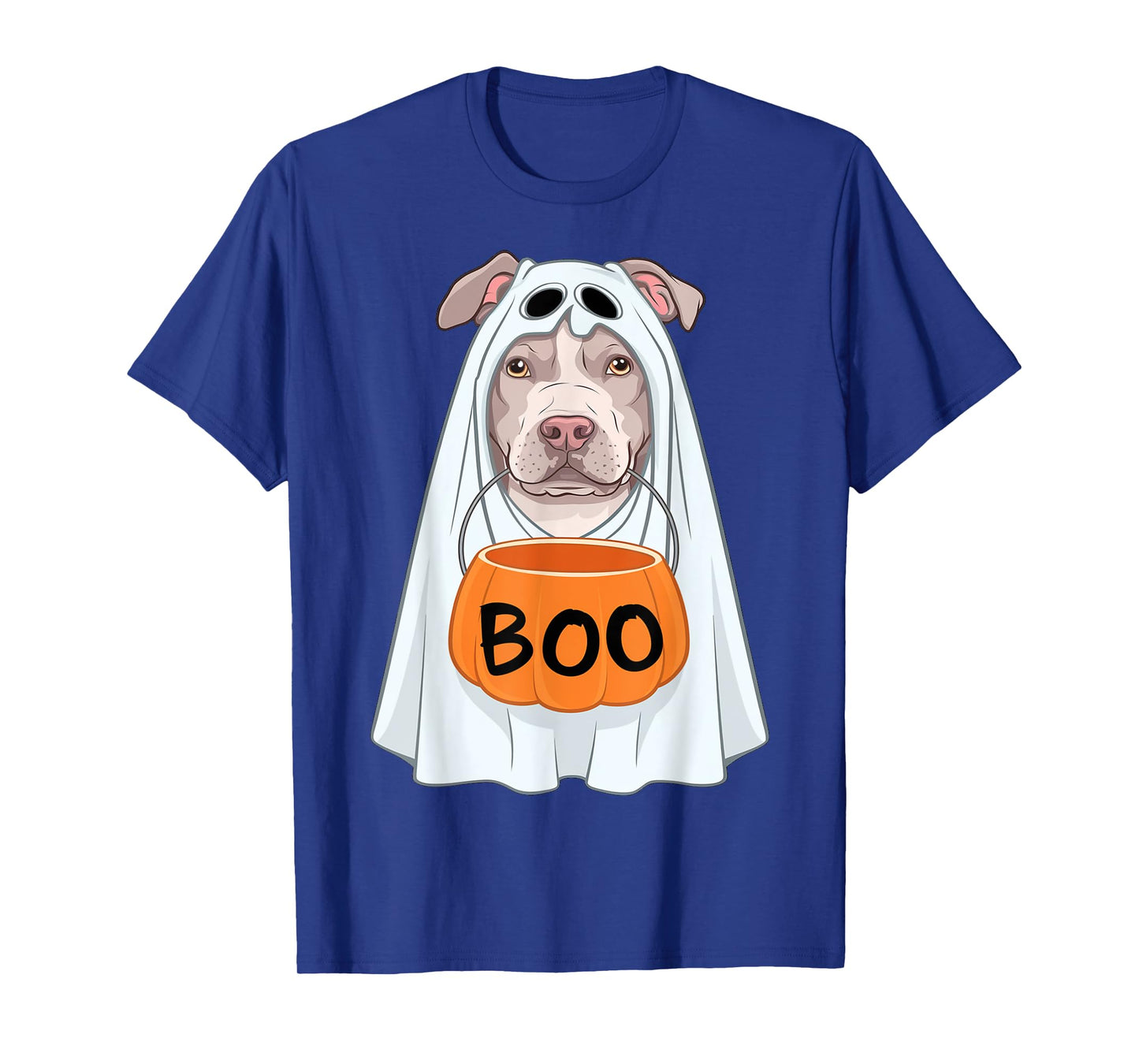 Halloween Dog Pitbull Cute Ghost Sheet Costume Boo T-Shirt