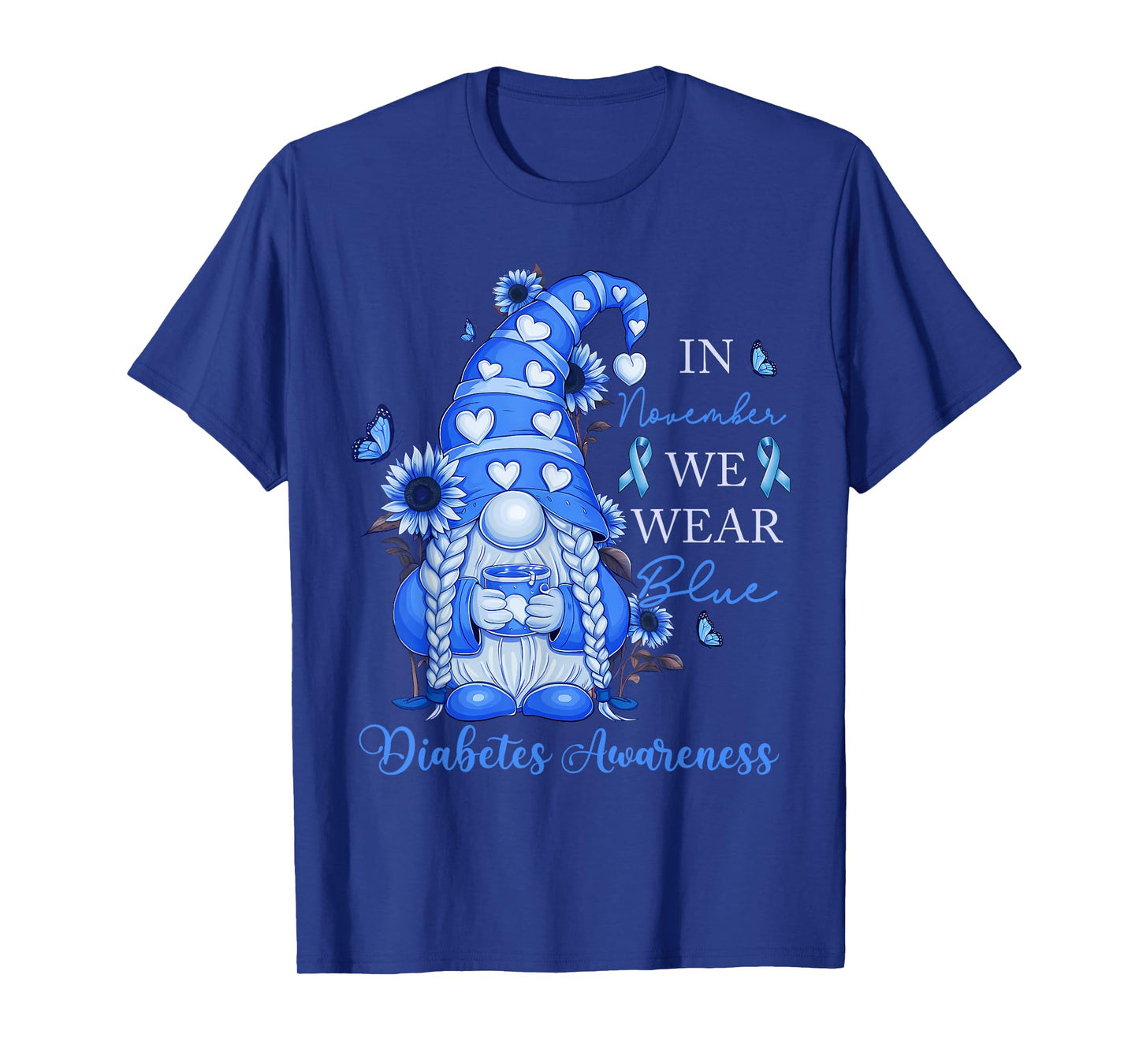 In November We Wear Ribbon Blue Diabetes Awareness Women Kid T-Shirt