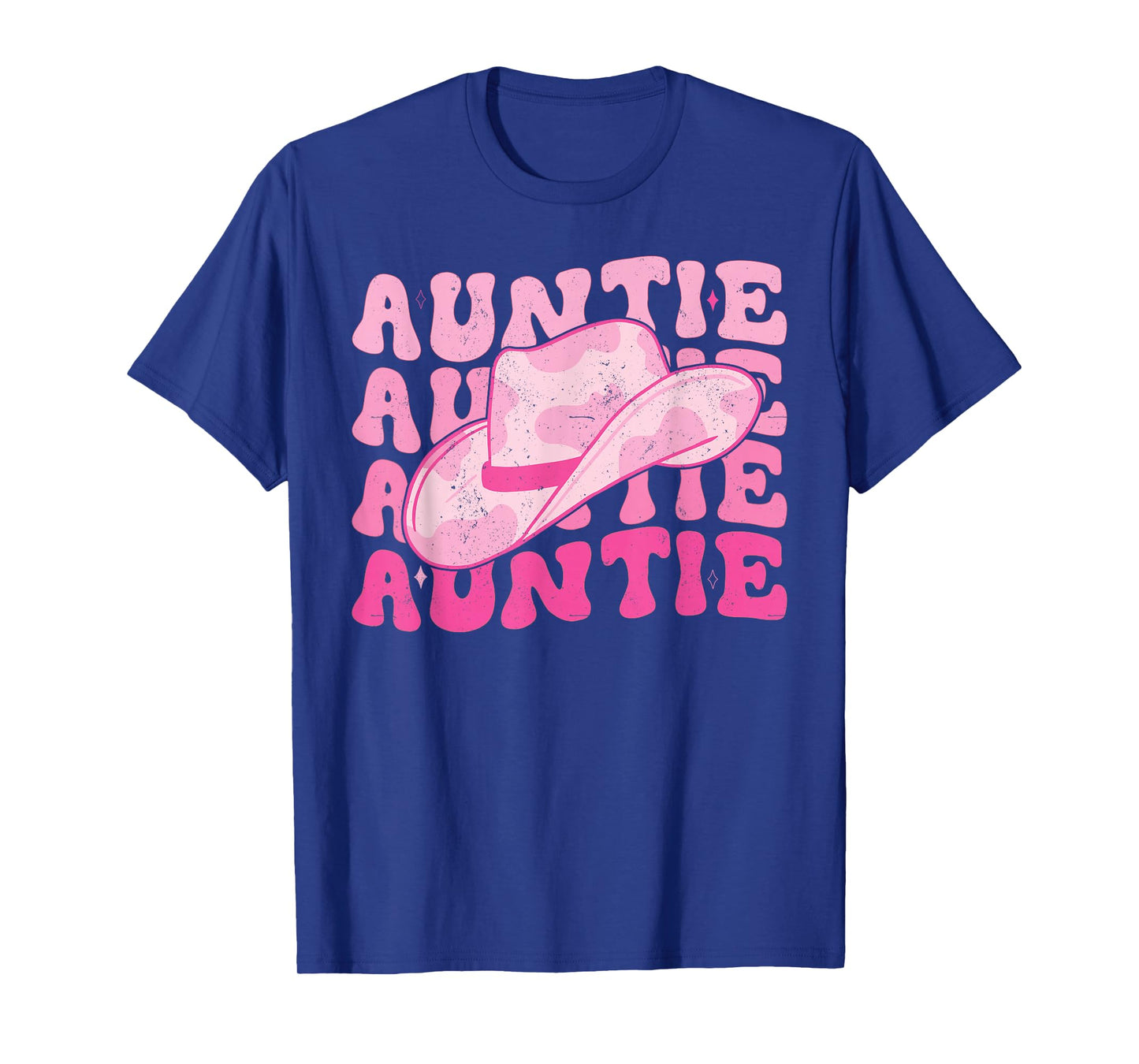 Retro Groovy Pink Cowboy Hat Western Aunt For Cowgirl Auntie T-Shirt