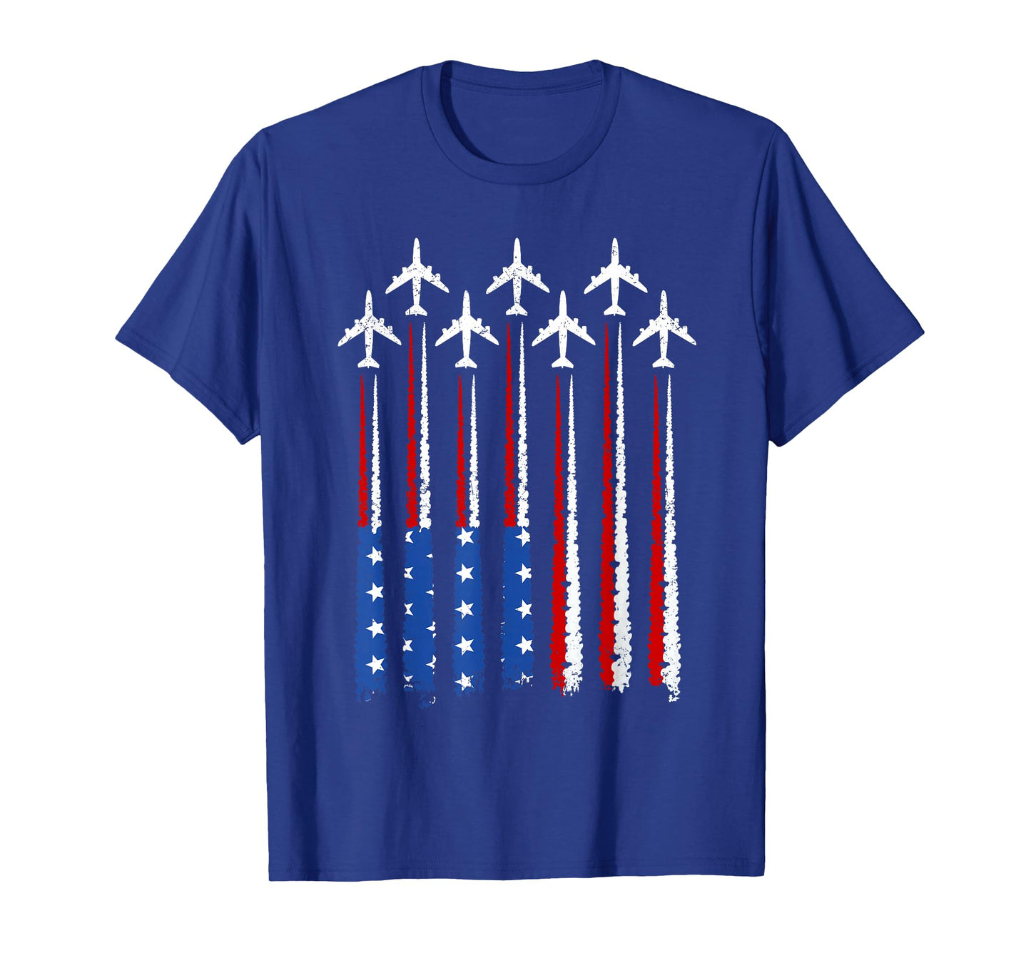 Airplane USA American Flag 4th of July Patriotic Vintage T-Shirt