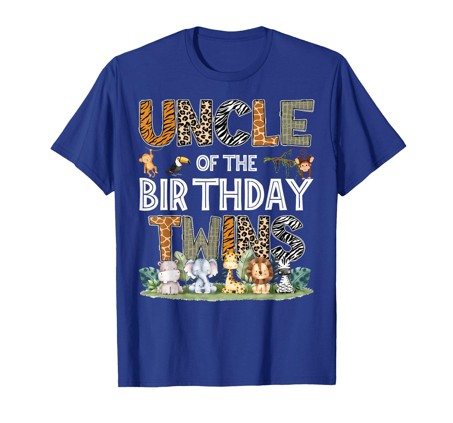 Uncle Of The Birthday Twins Safari Wild One Zoo Animal T-Shirt