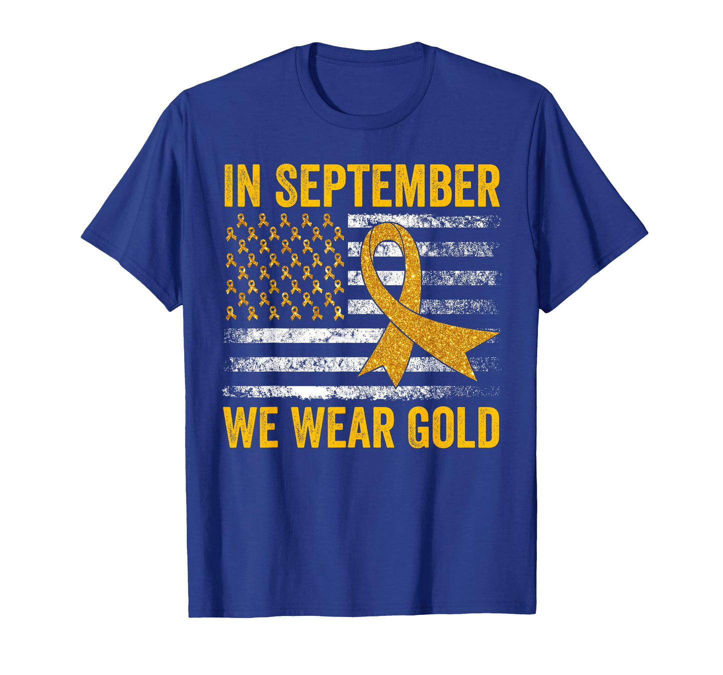 In September We Wear Gold Childhood Cancer Awareness Flag T-Shirt