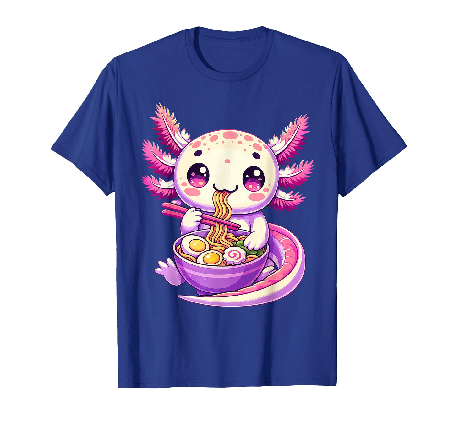 Funny Axolotl Noodle Anime Kawaii Axolotl Eating Ramen Kids T-Shirt