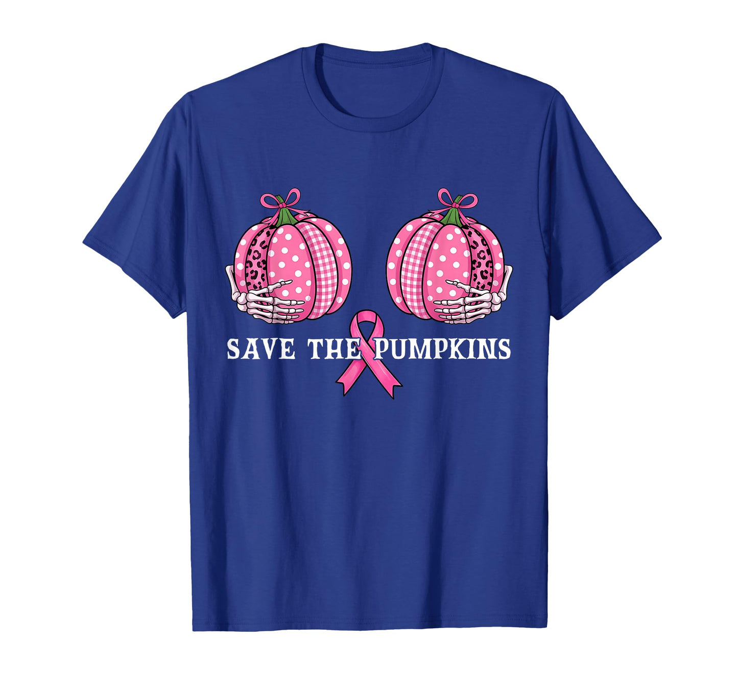 Funny Save The Pumpkins Breast Cancer Awareness Pink Ribbon T-Shirt