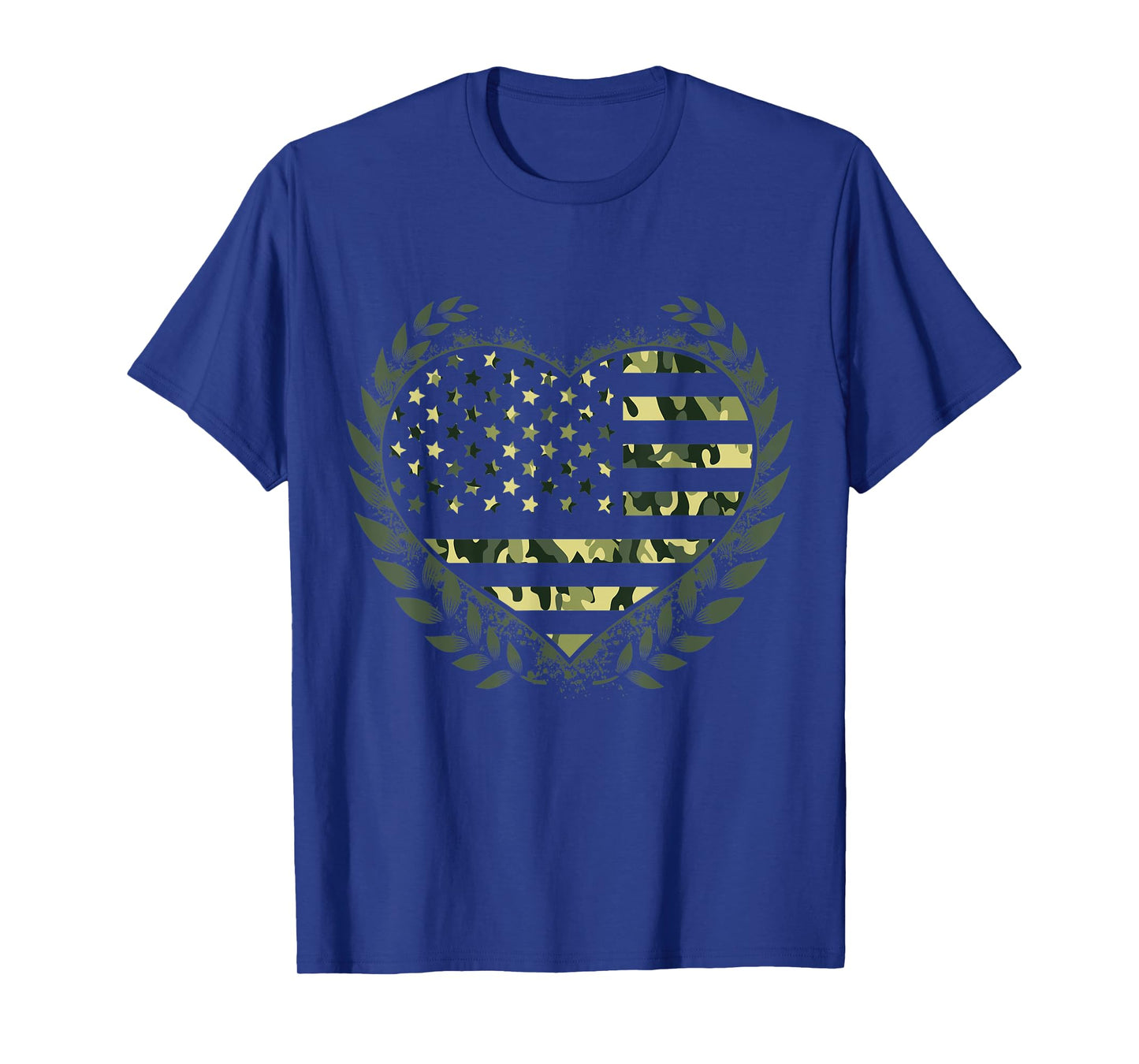 Army Love Heart Patriotic American Flag Laurel Wreath Design T-Shirt