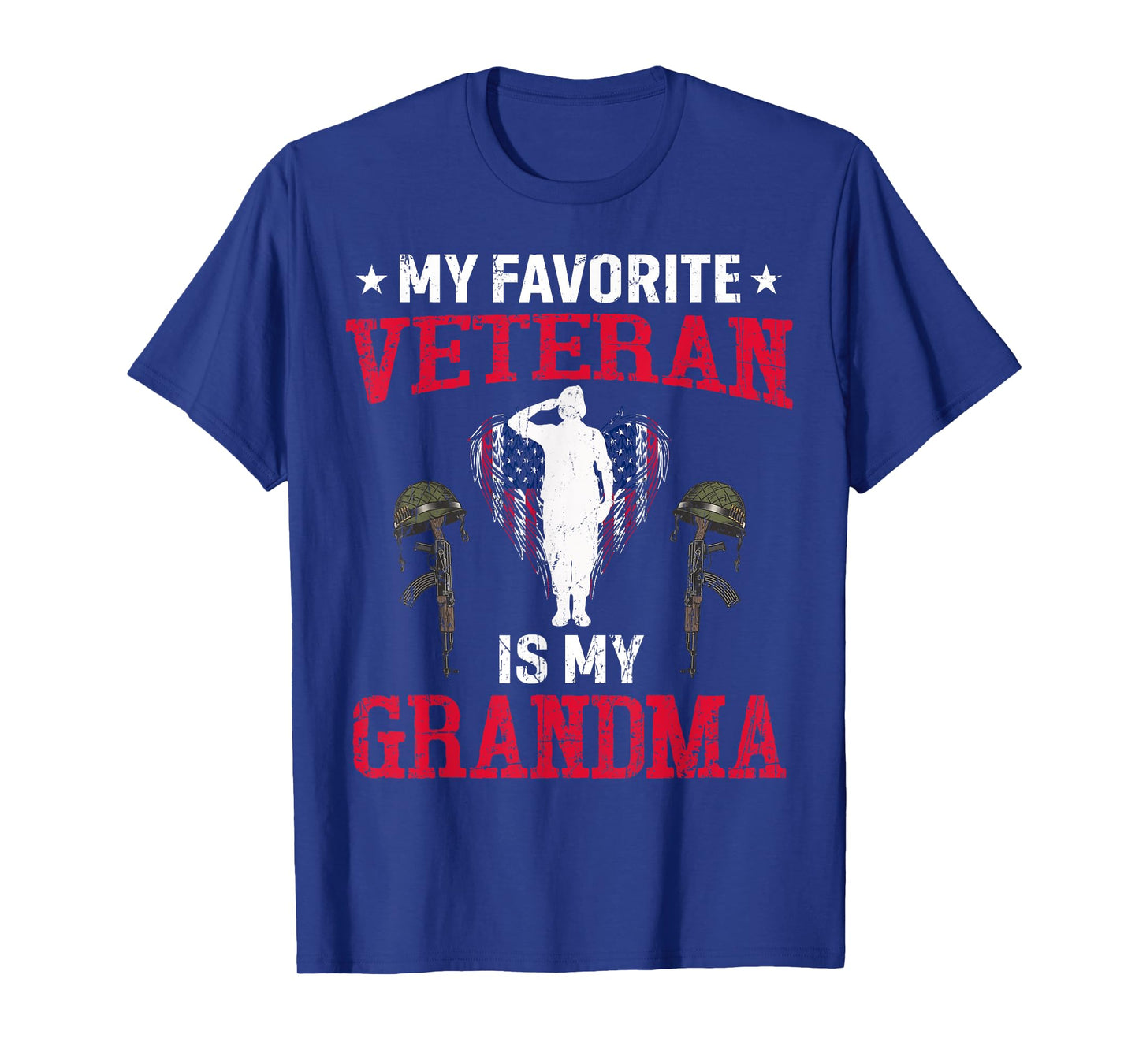 My Favorite Veteran Is My Grandma Usa Flag Vintage Men Women T-Shirt