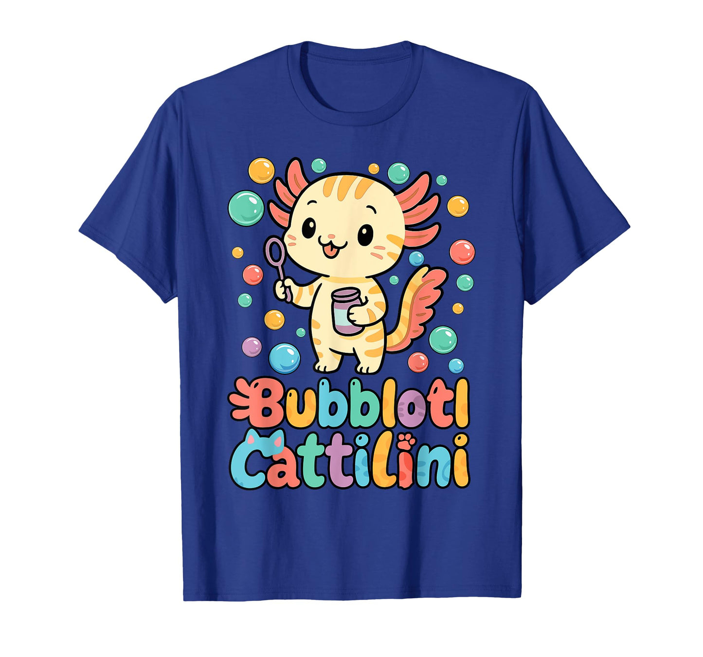 Funny Kids Who Love Bubbles Italian Brainrot Cat Axolotl T-Shirt