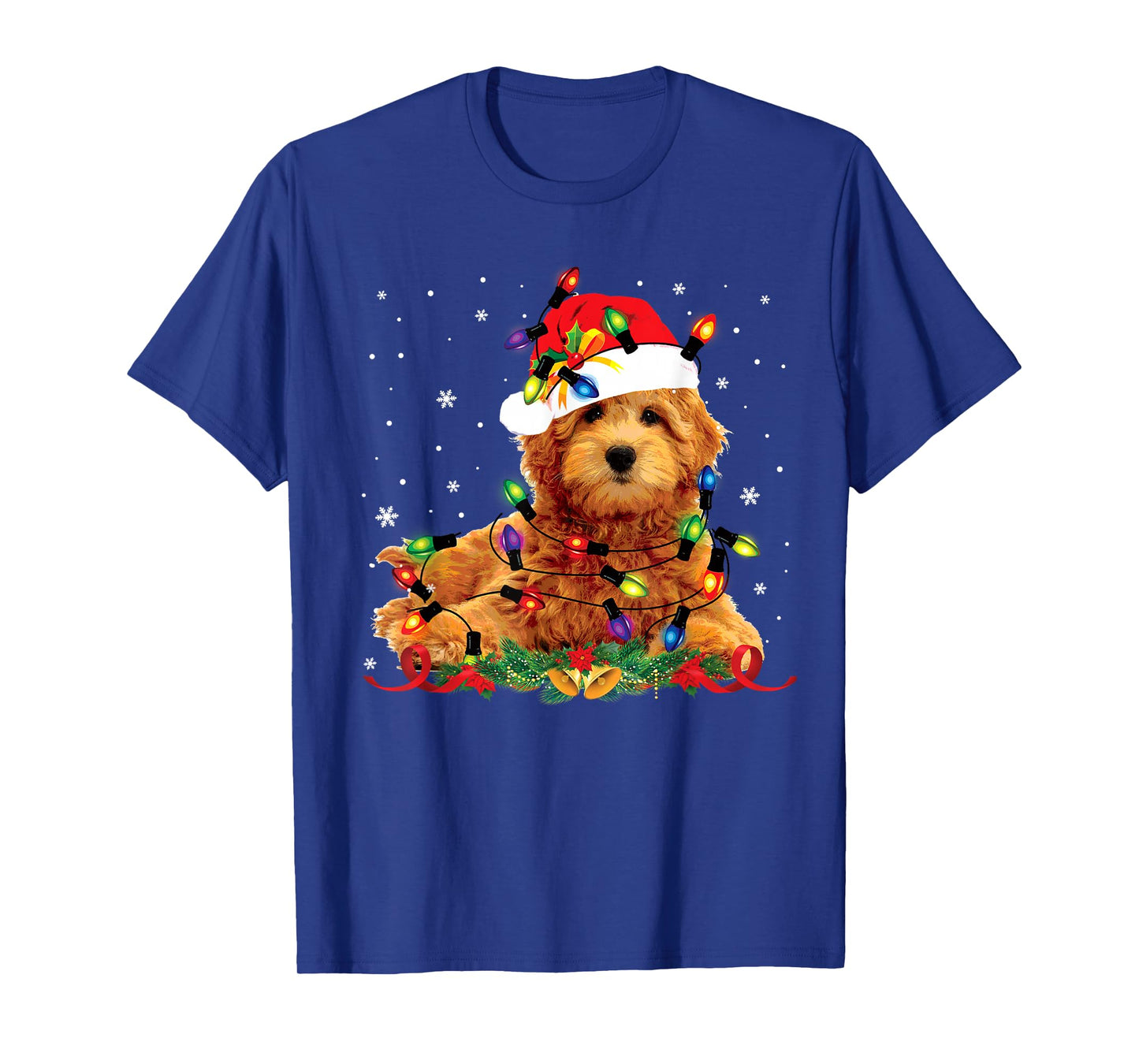 Goldendoodle Christmas Reindeer Lights Funny Dog Xmas Men Women Kids T-Shirt