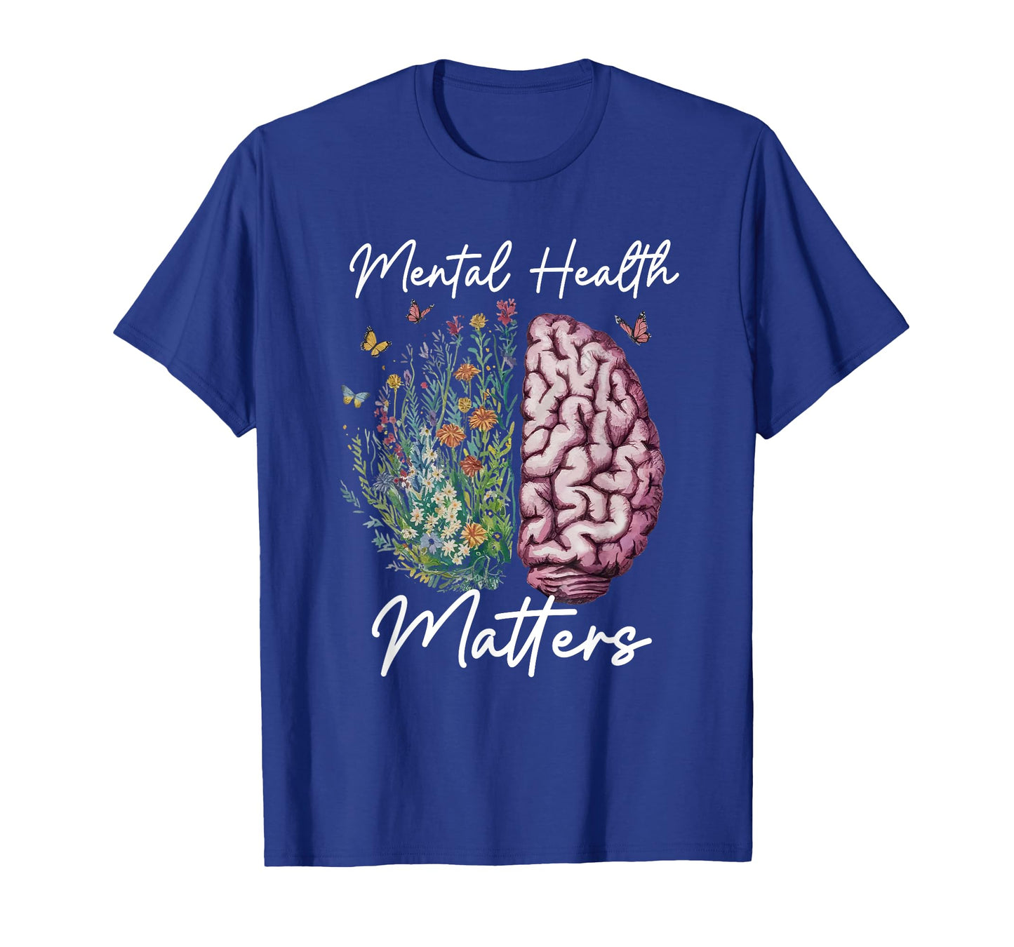 Wildflower Floral Brain Mental Health Awareness Month T-Shirt
