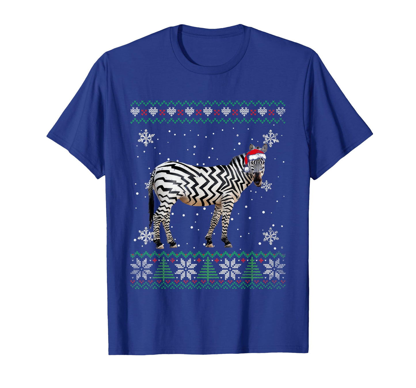 Santa Zebra Ugly Sweater Animals Christmas Pajama T-Shirt