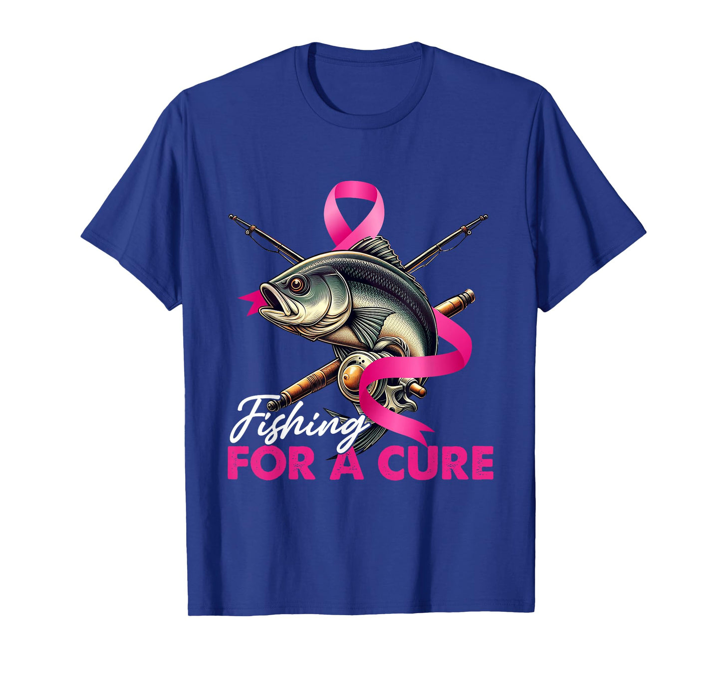 Breast Cancer Awareness Fishing for A Cure Pink Ribbon T-Shirt