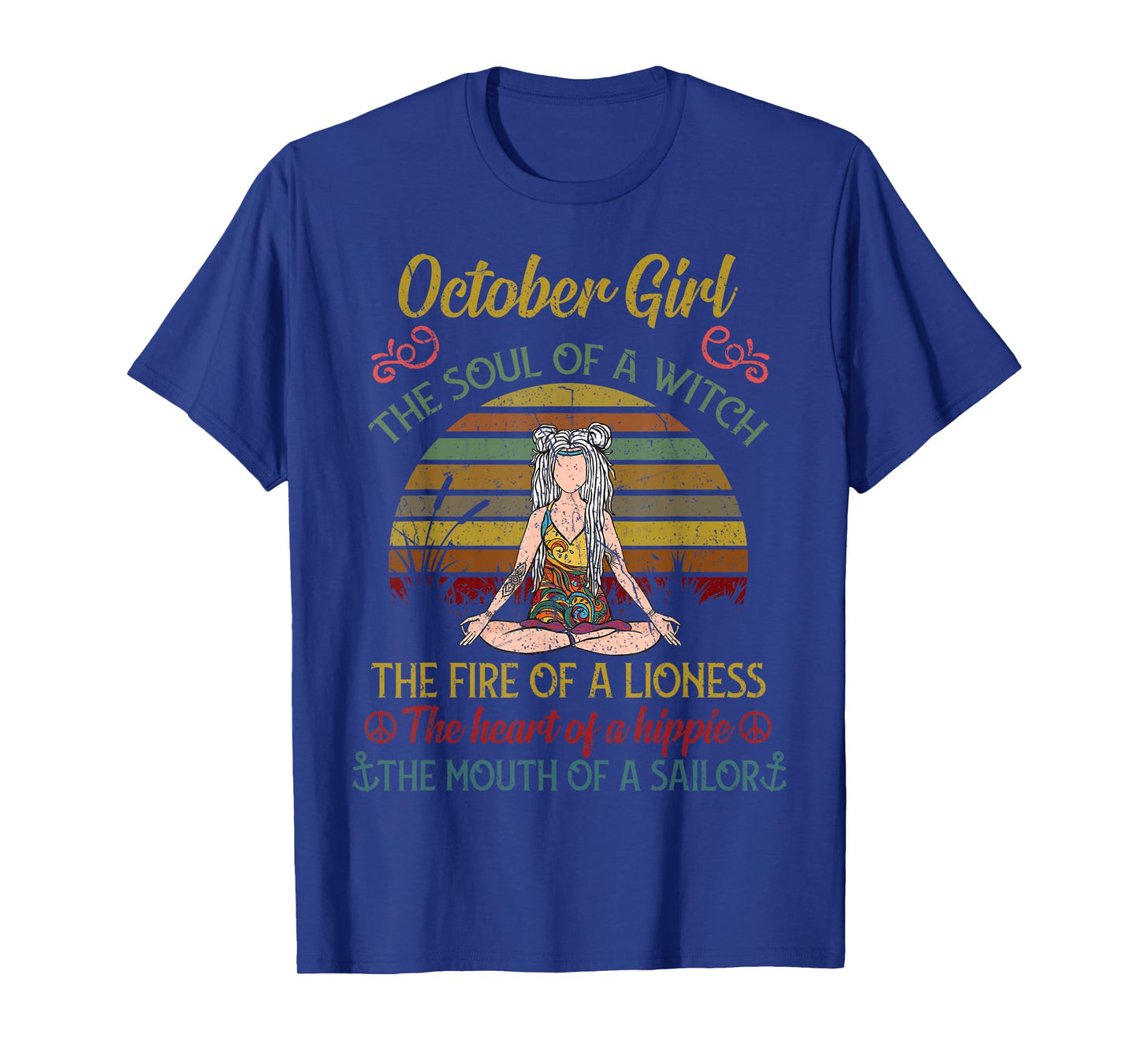 October Girl The Soul of A Witch Funny Yoga Birthday T-Shirt