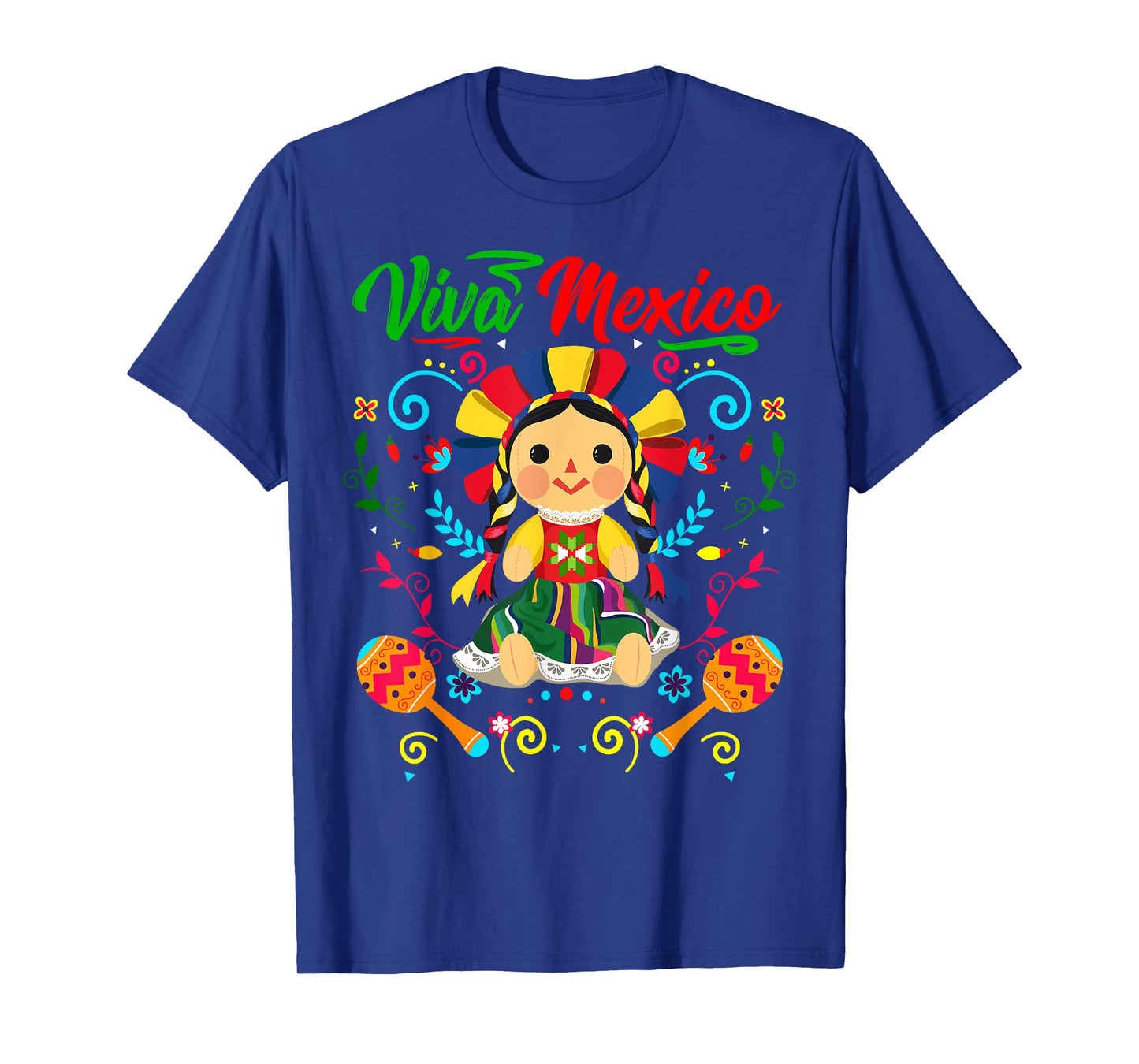 Viva Mexico Mexican Girl Flowers Independence Day Girls Kids T-Shirt