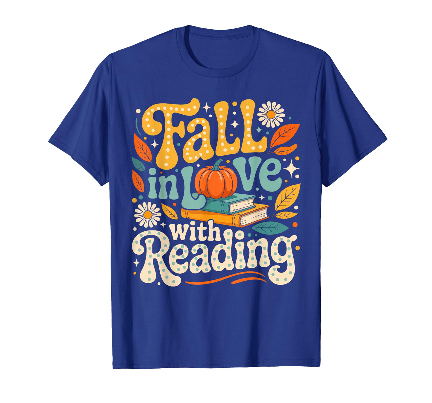 Fall in Love with Reading Autumn Librarian Cute Book Lover T-Shirt