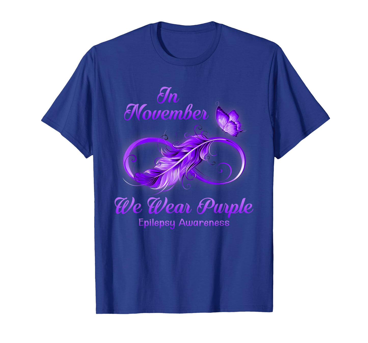 Butterfly In November We Wear Purple Epilepsy Awareness T-Shirt