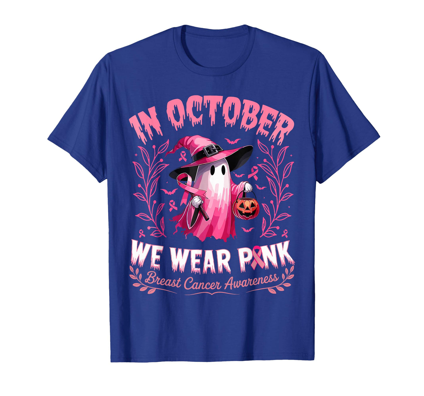 In October We Wear Pink Breast Cancer Awareness Halloween T-Shirt