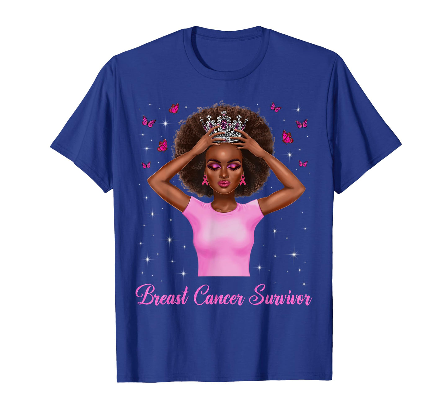 Breast Cancer Survivor Awareness African Woman Black Queen T-Shirt