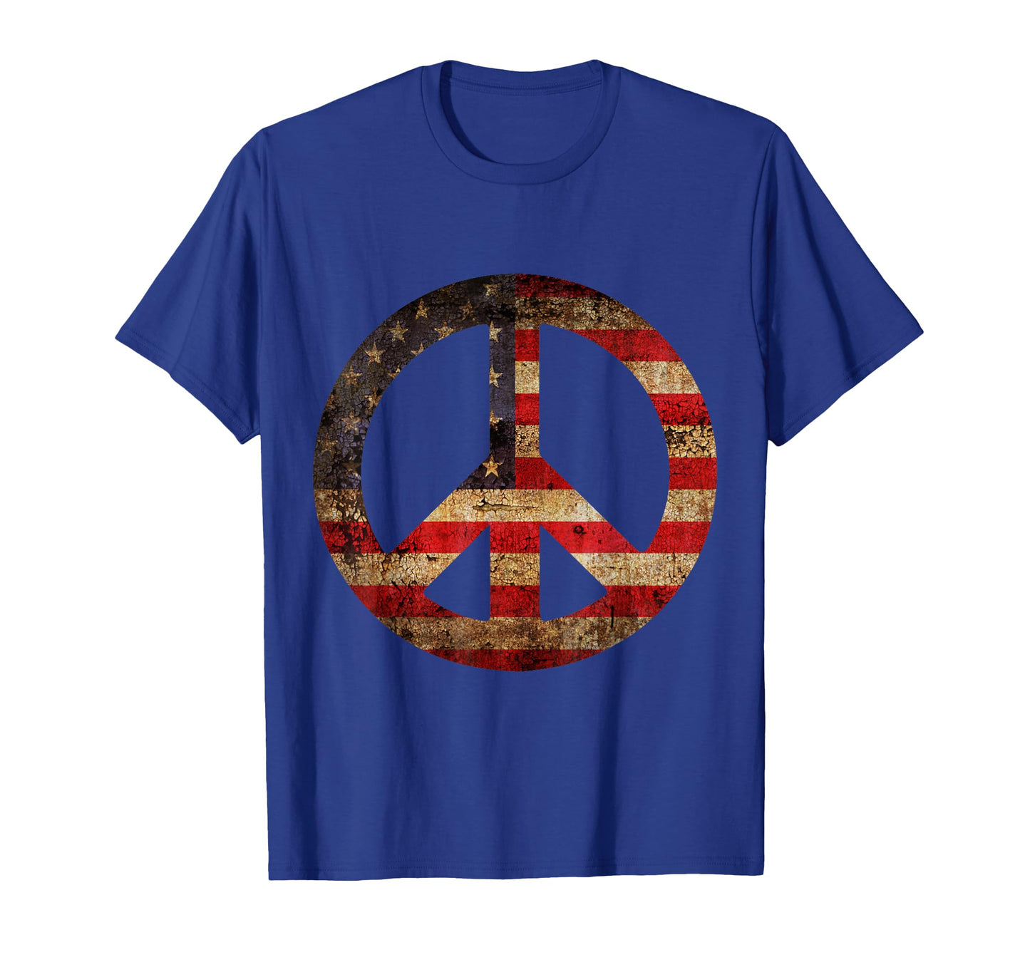 Vintage US American Flag Peace Sign 4th Of July T-Shirt