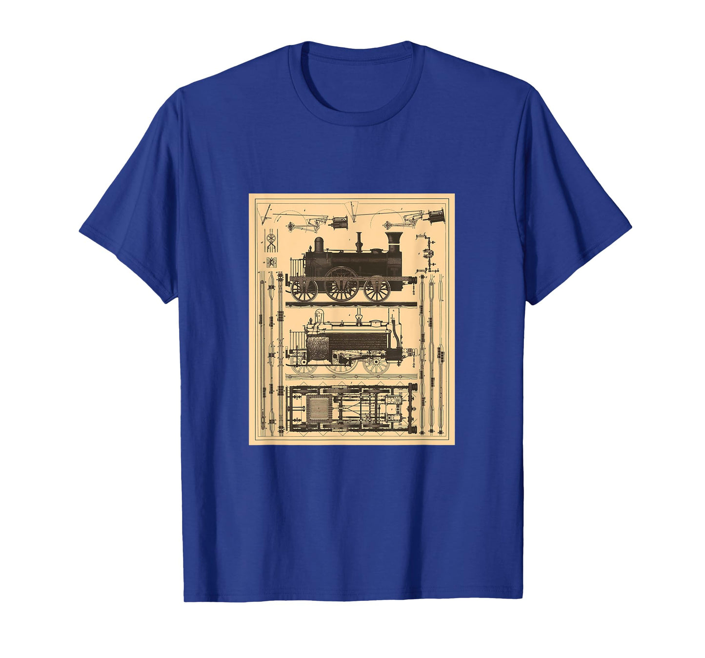 Railroad Locomotive Blueprint T-Shirt