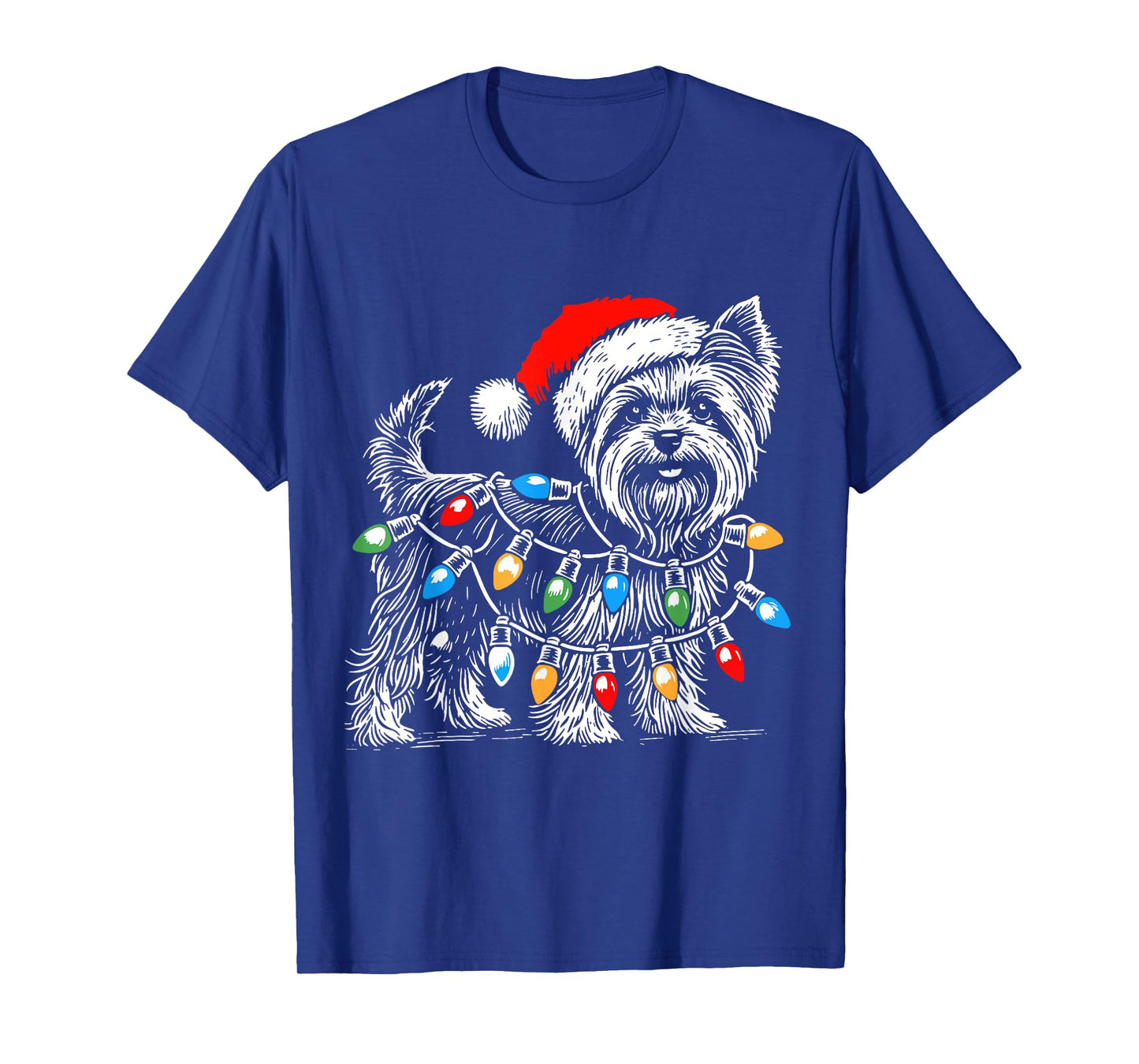 Yorkshire Terrier Christmas Lights Decorations Yorkie Dog PJ T-Shirt
