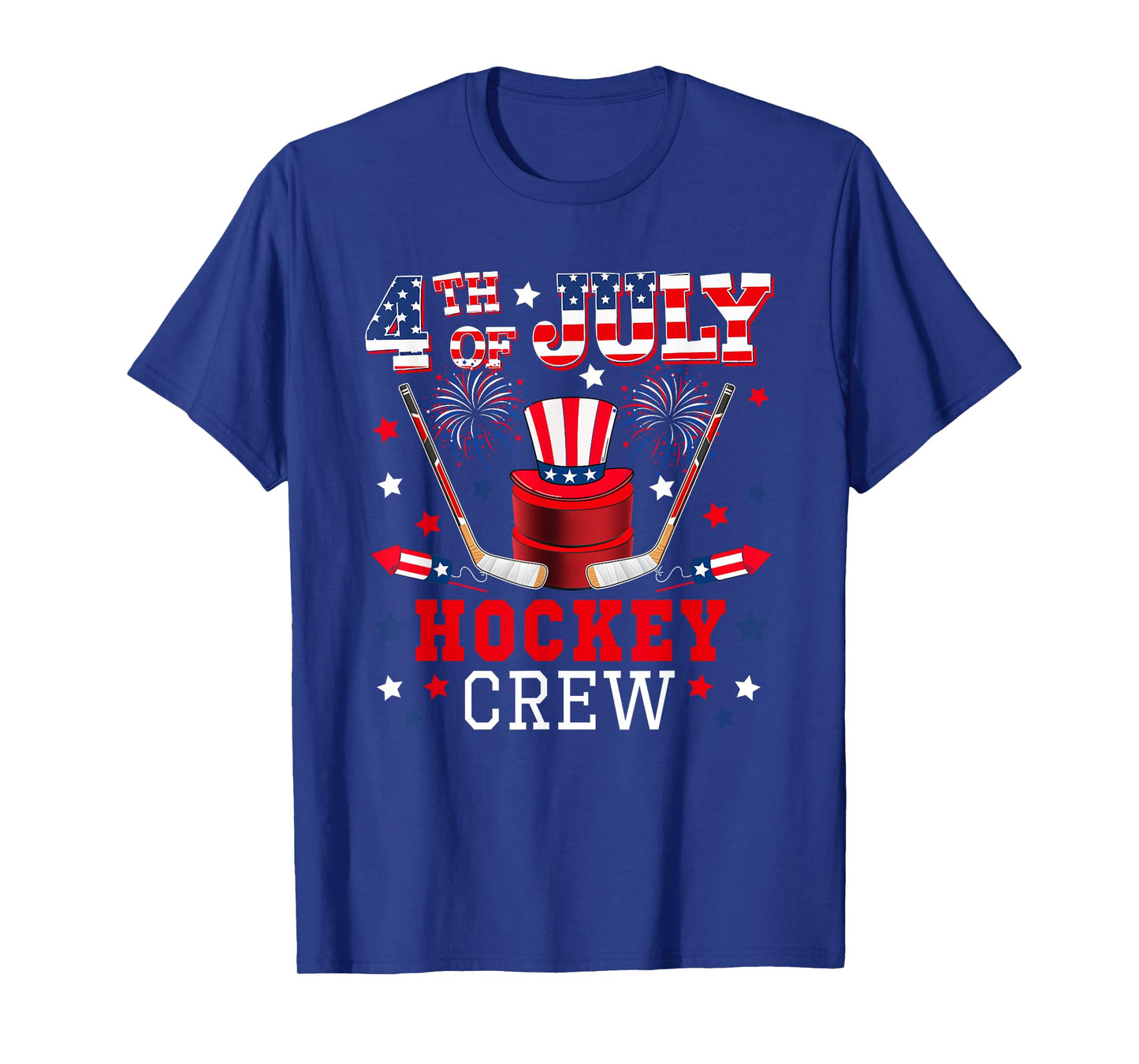 4th of July Hockey Crew Costume US Flag Fireworks Player T-Shirt