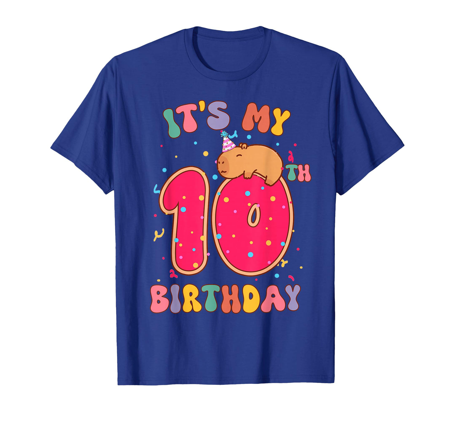 Its My 10th Birthday Donut Lover Cute Capybaras Kids Girls T-Shirt