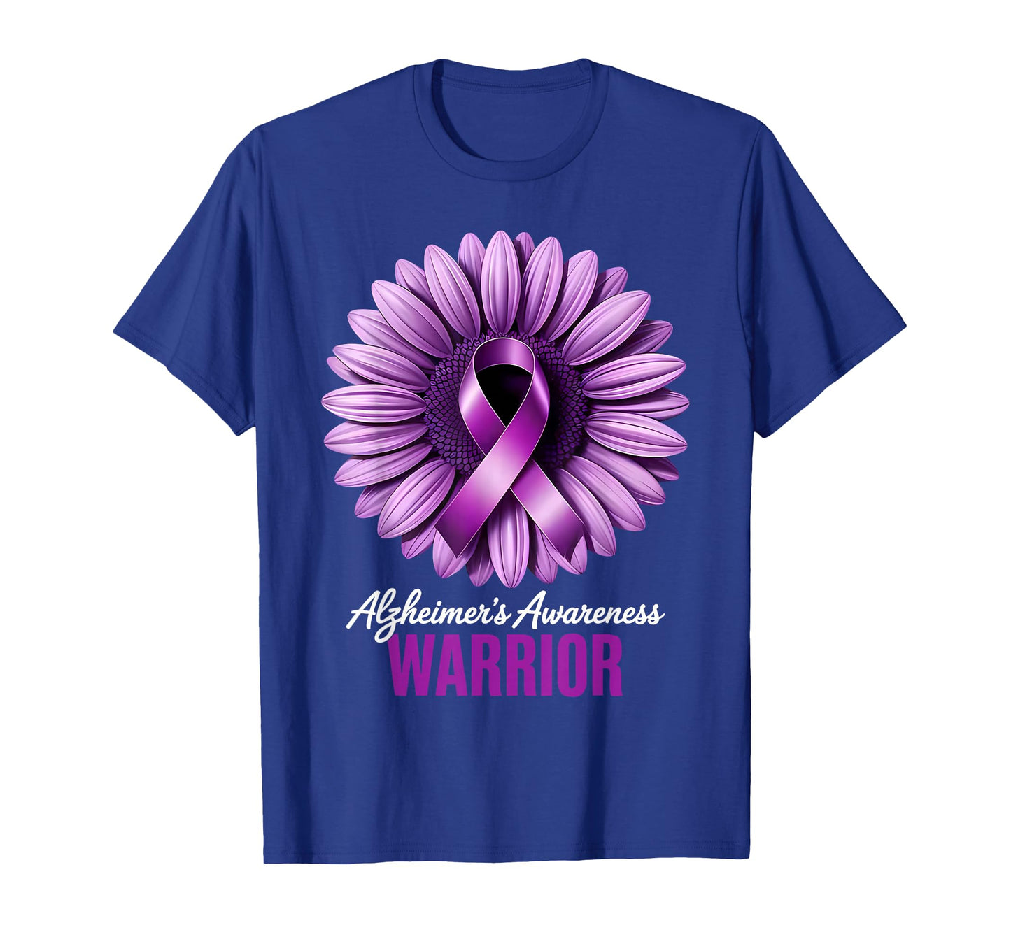 Alzheimerβs Awareness Warrior Purple Ribbon Flower Women Men T-Shirt