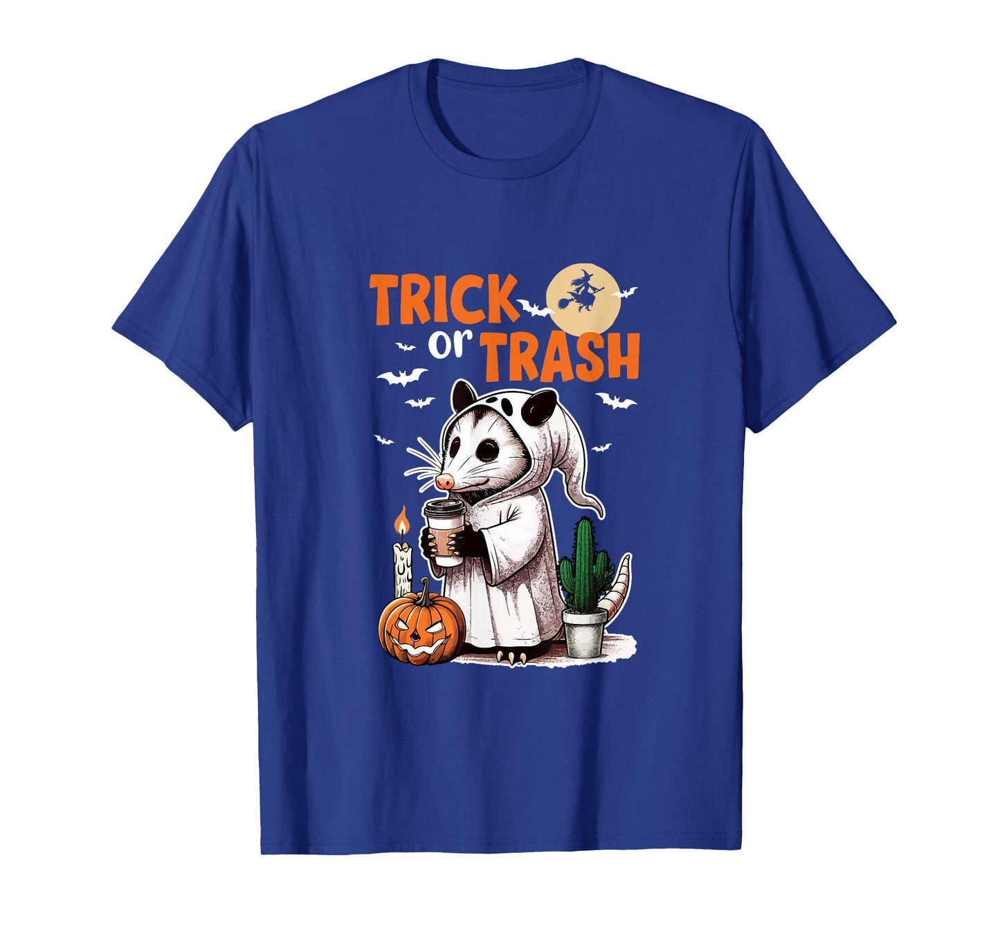 Trick Or Treat Joke Trash Halloween Possum Drinking Beer T-Shirt