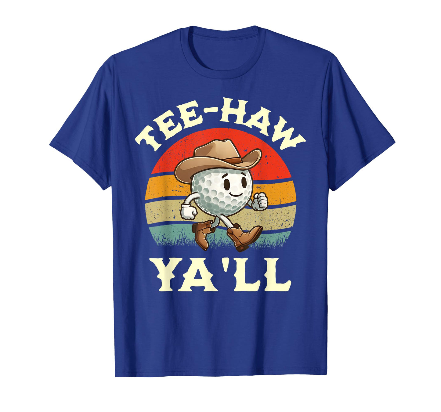 Western Tee Haw Y'all Funny Golf Ball Cowboy Southern Retro T-Shirt