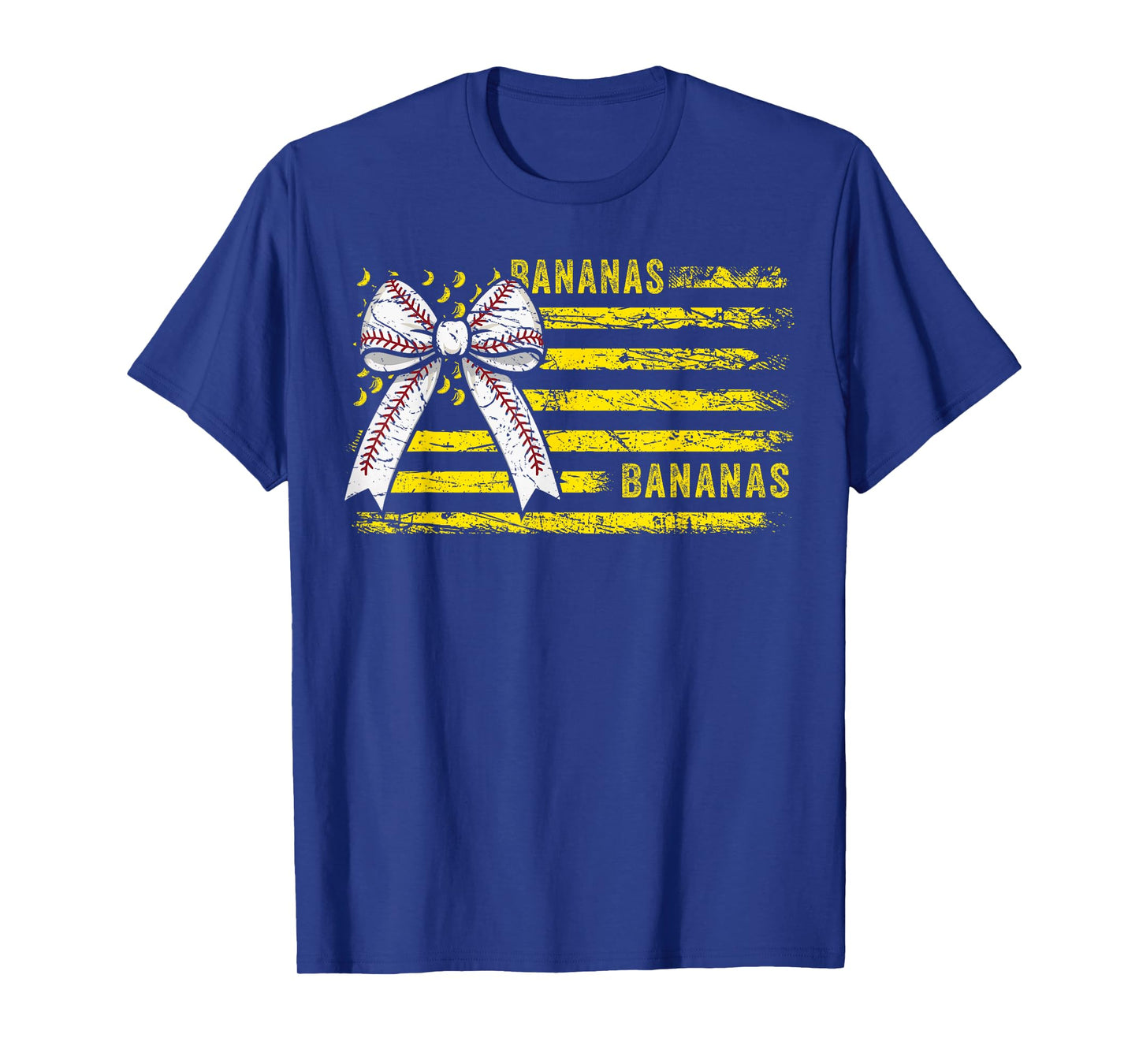Retro Bananas Last Name Flag Coquette Bow Women Girls T-Shirt