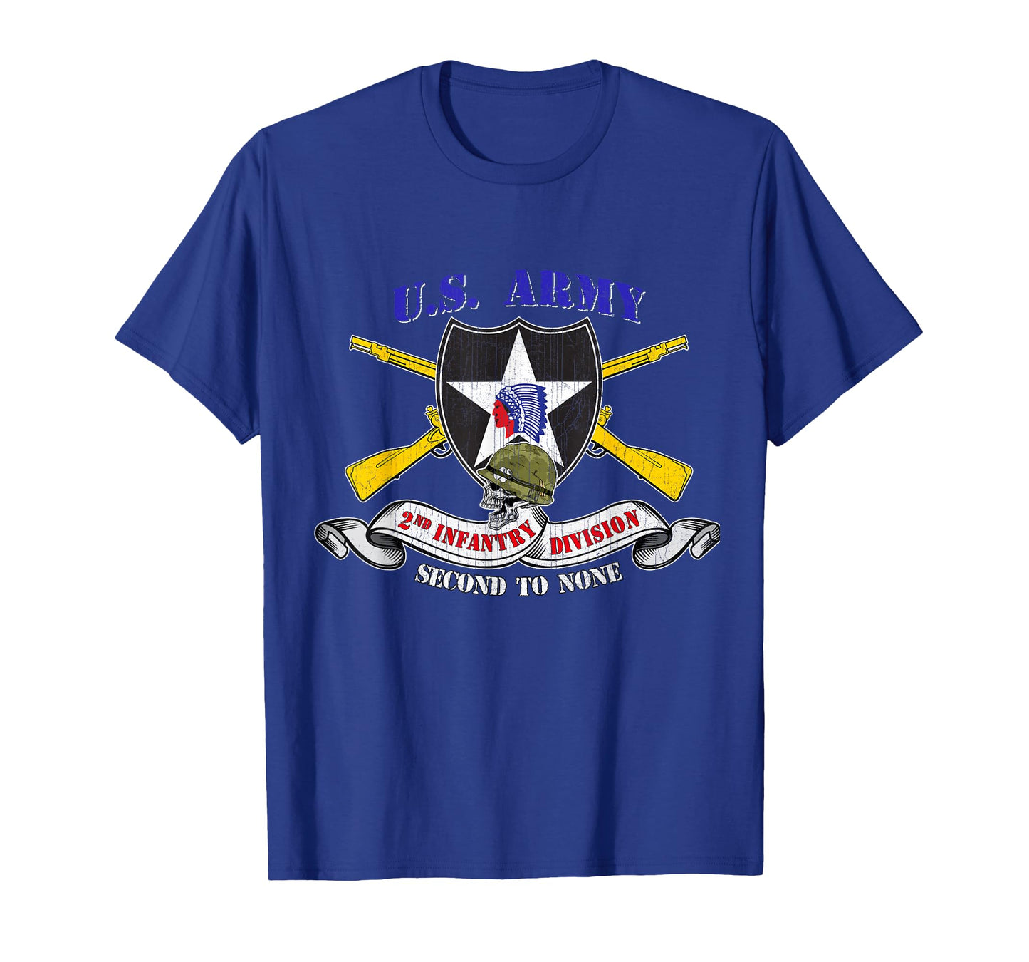 2nd Infantry Division Veteran 2ID T-Shirt - Unisex Adults - Black - Small - Short Sleeve - Modern Classic Fit U-Neck - Military Veteran T-Shirt