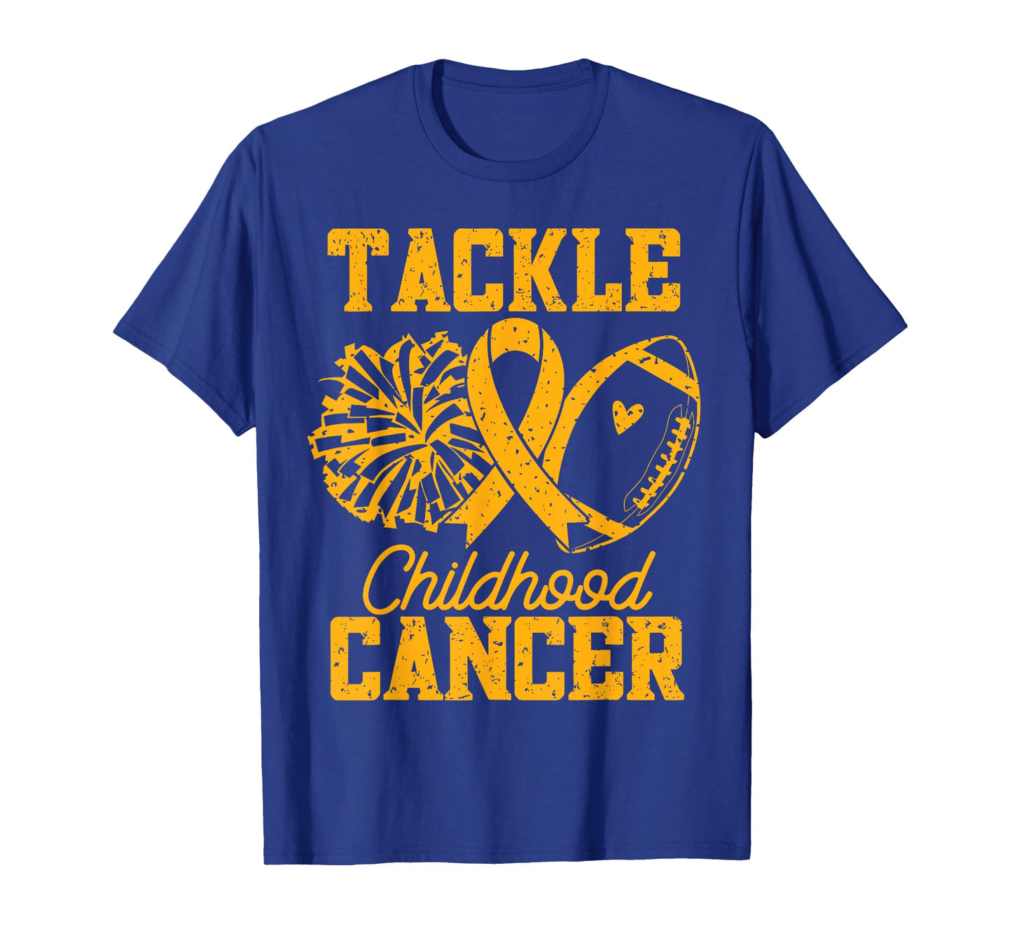 Gold Ribbon Football Tackle Childhood Cancer Awareness T-Shirt