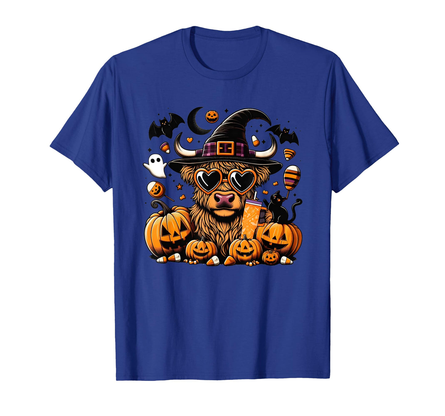 Halloween Highland Cow Bull Halloween Ghost Cows Spooky T-Shirt