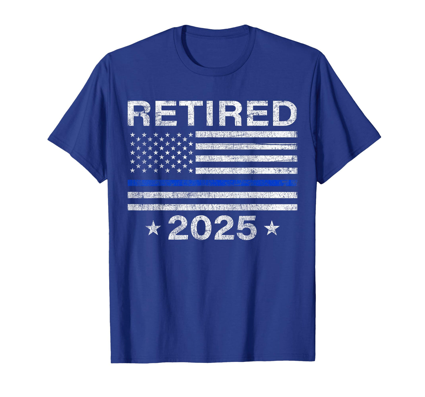 Retired 2025 Thin Blue Line US Flag Police Retirement Gifts T-Shirt