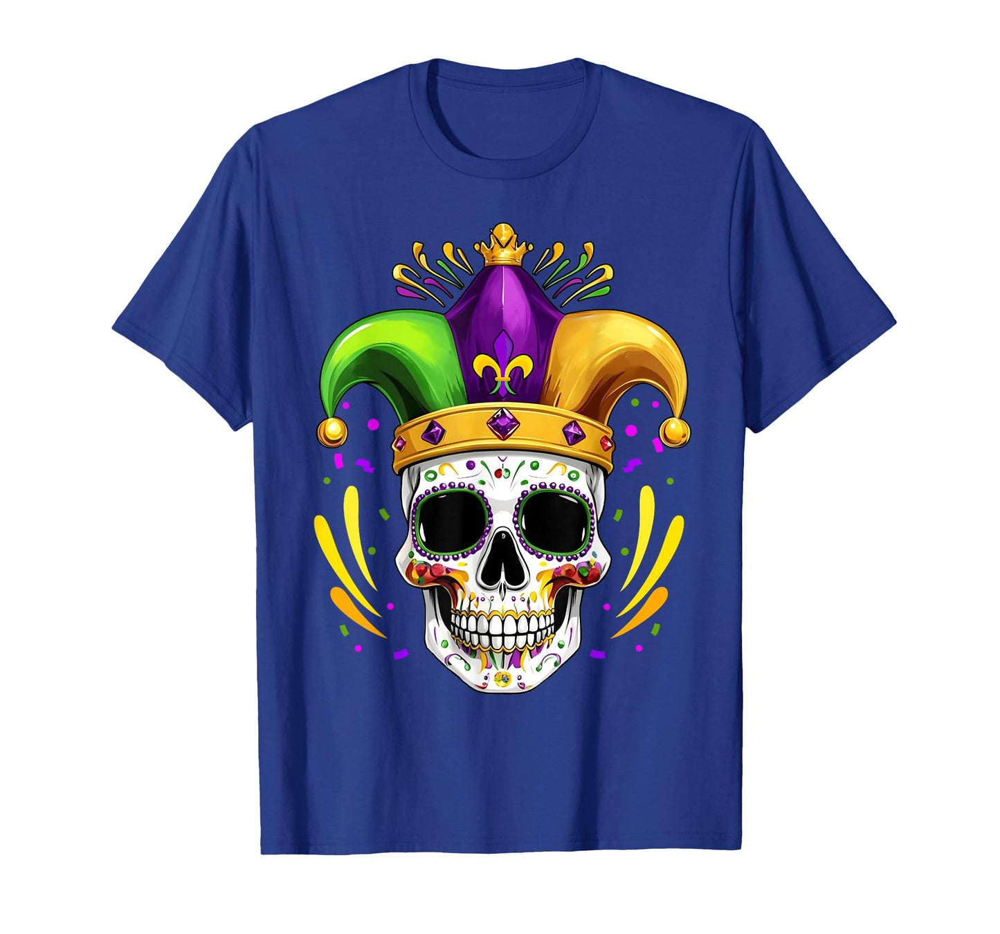 Mardi Gras Sugar Skull Jester Hat Nola New Orleans Women Men T-Shirt
