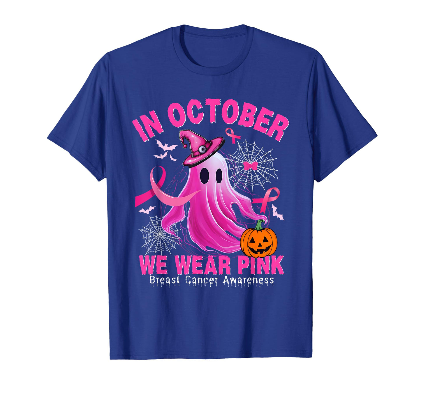 In October We Wear Pink Ghost Breast Cancer Shirts for Women T-Shirt