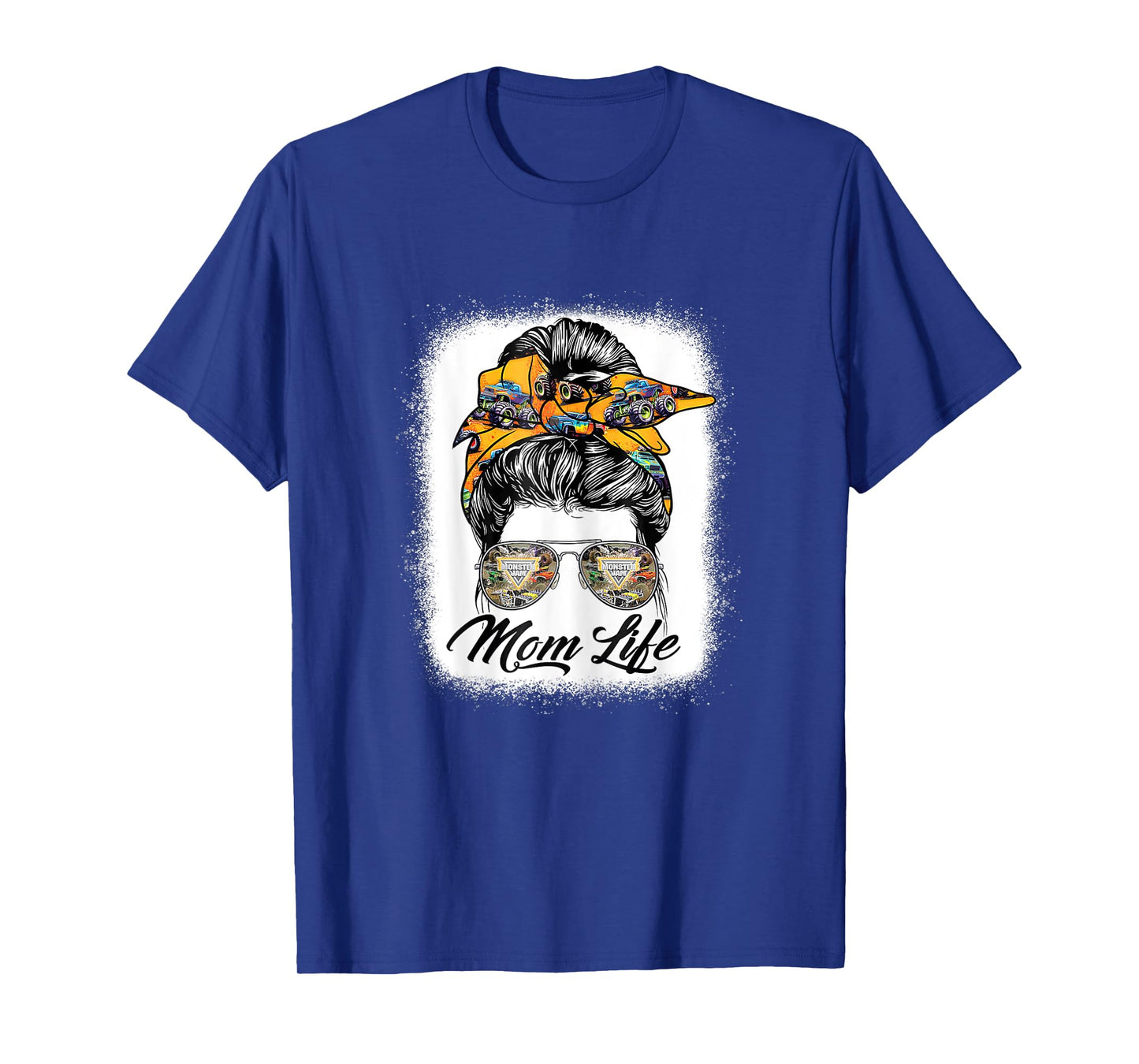 Messy Bun Woman & Monster Truck Mom Life Happy Mothers Day T-Shirt
