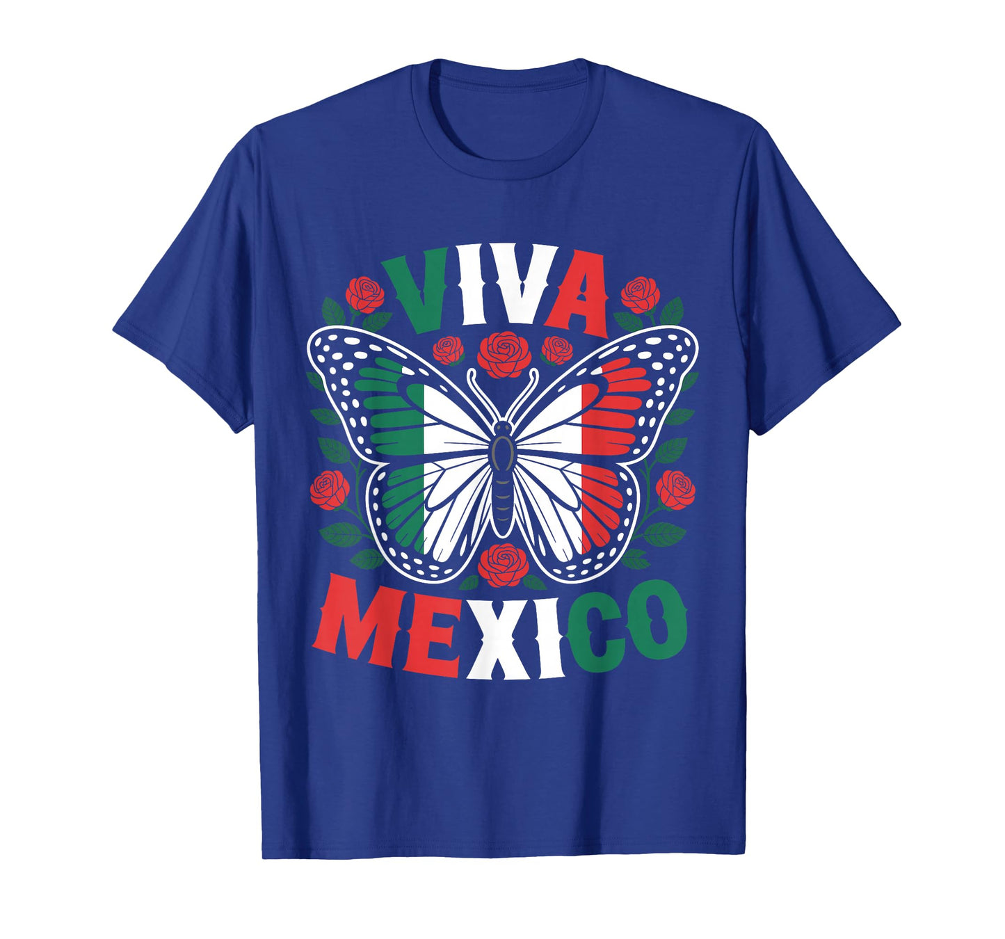 Viva Mexico Mexican Independence Day Butterfly flag Mexico T-Shirt