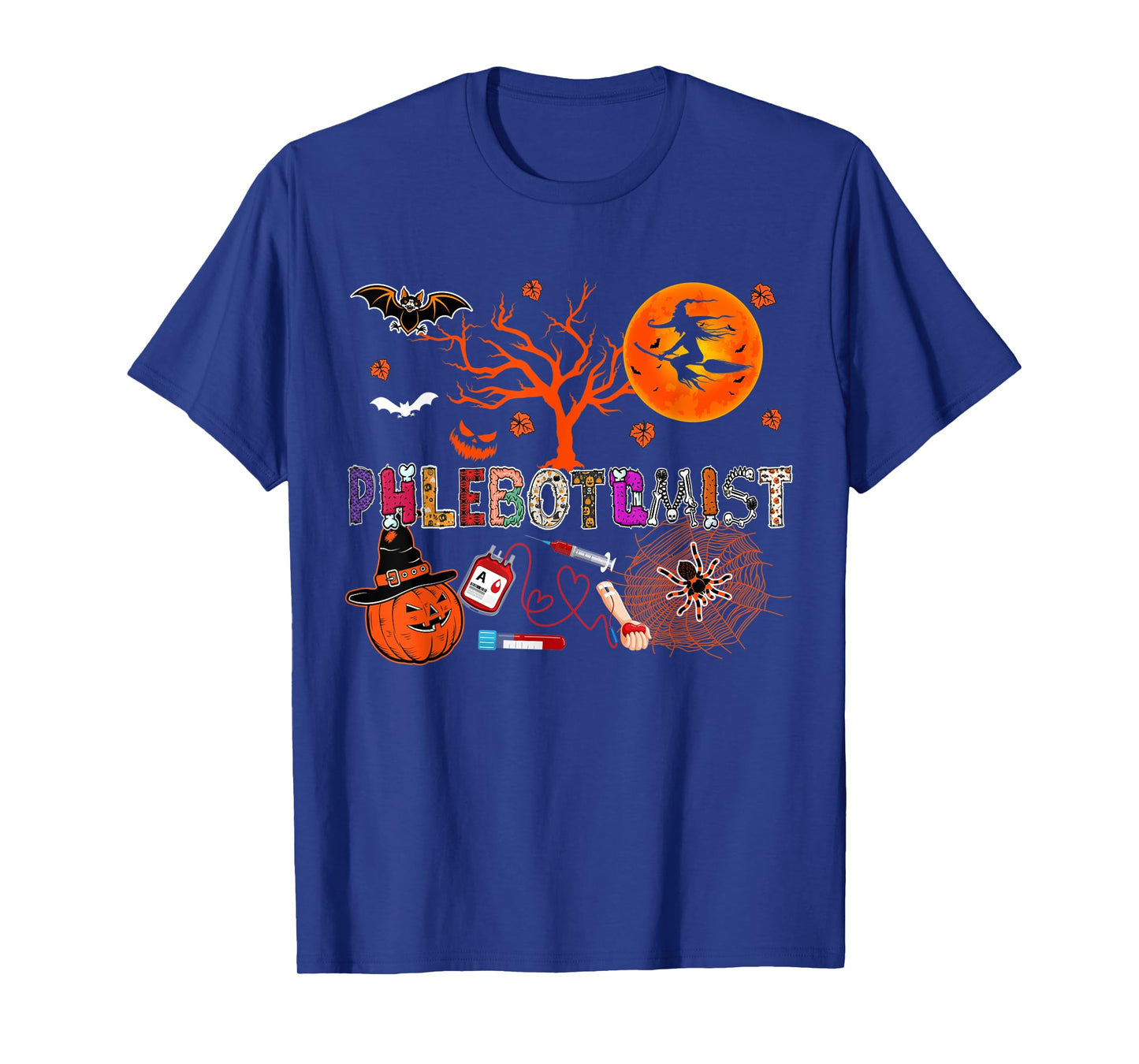 Phlebotomist Halloween Zombie Costume Skeleton Scary Pumpkin T-Shirt