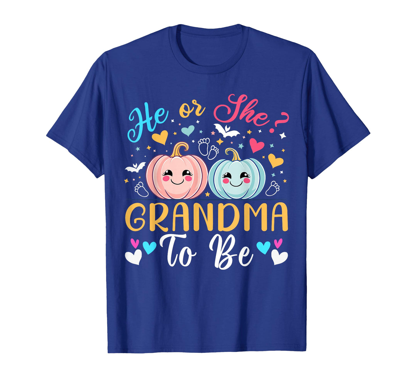 Halloween Gender Reveal He or She Grandma To Be Pumpkin T-Shirt