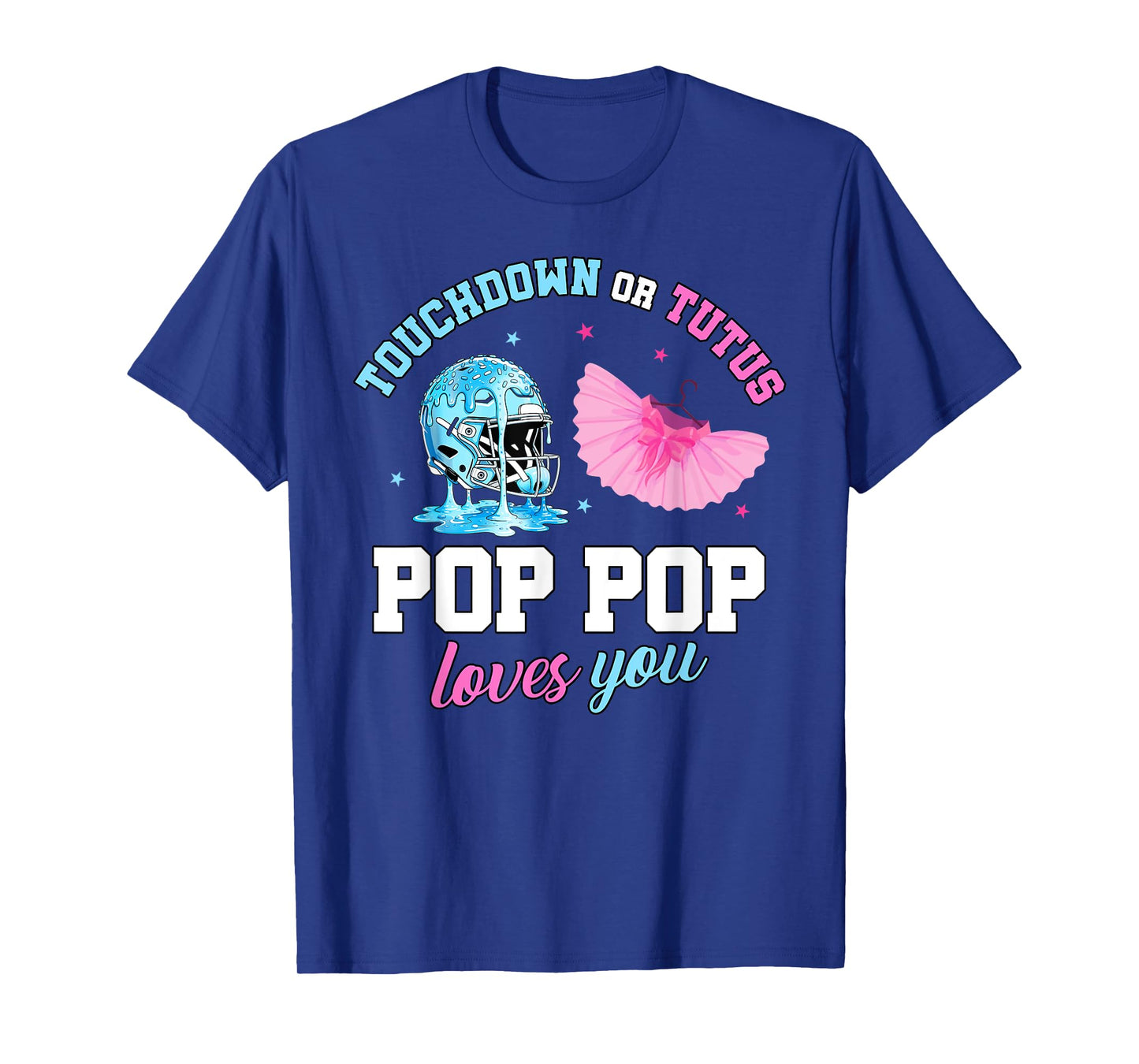 Touchdown or Tutu Pop Pop Loves You Football Gender Reveal T-Shirt